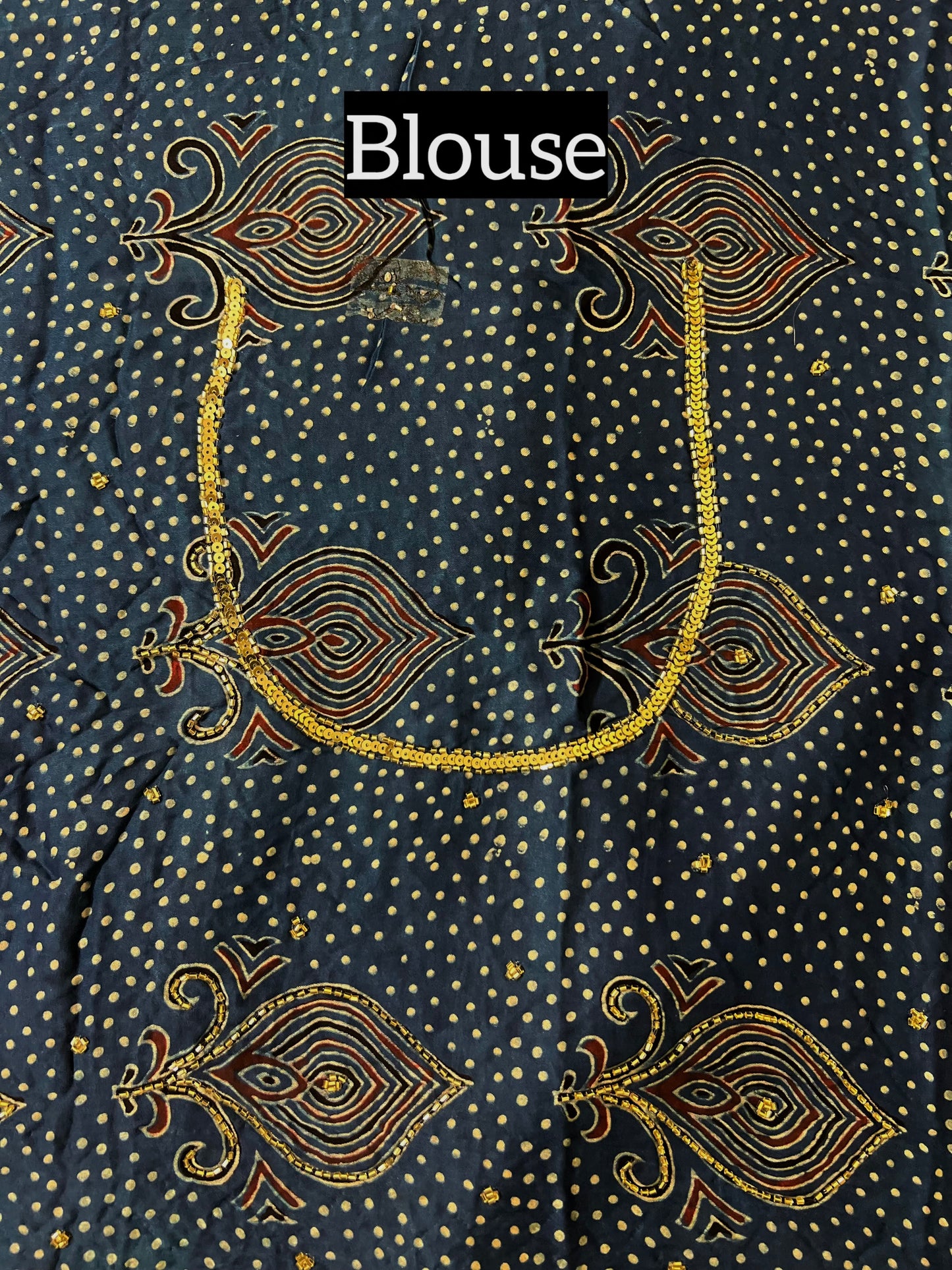 AZURE MUSE - Pure Modal Ajrakh Hand Embroidered Saree