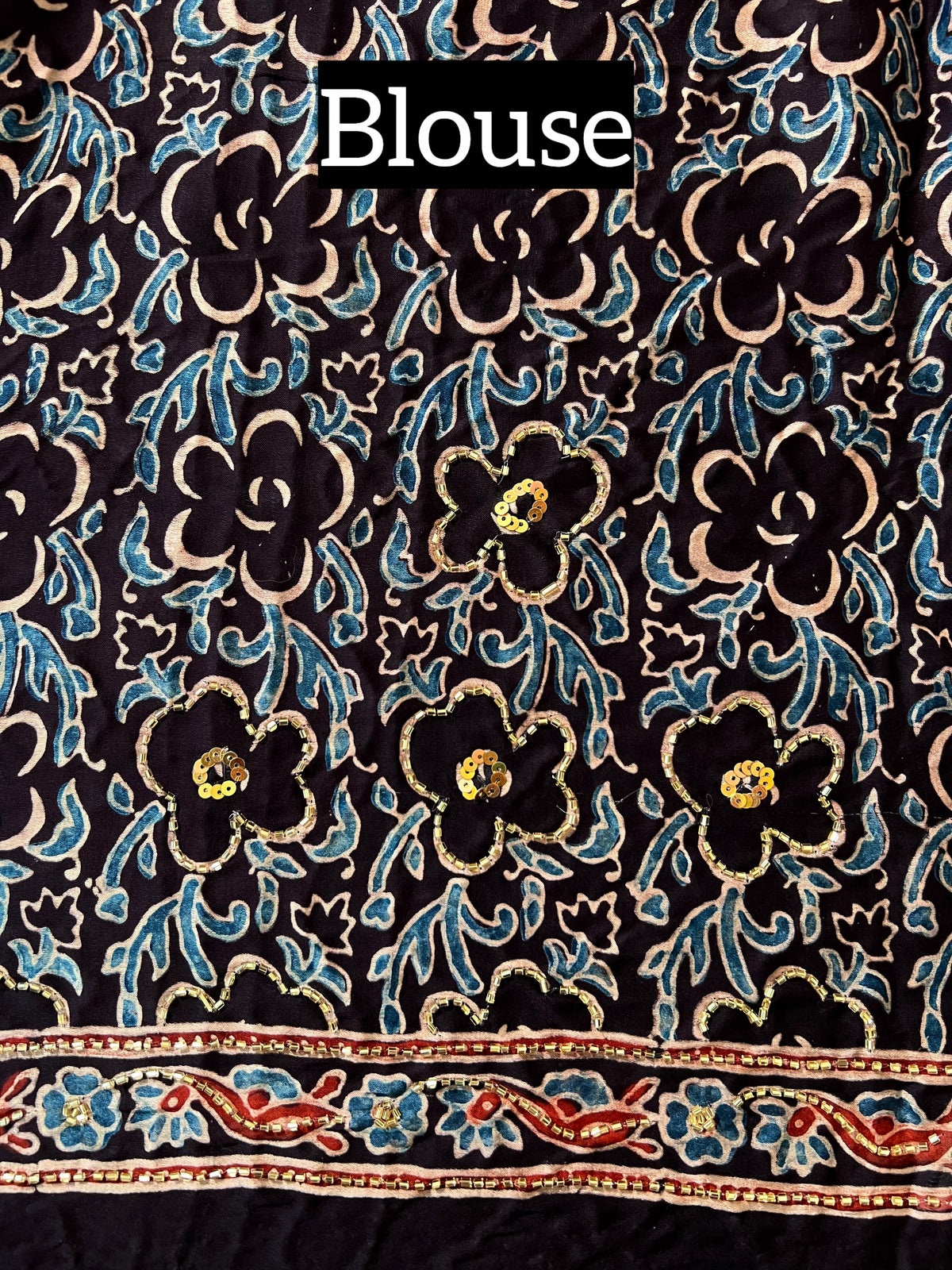 BURNT CHESTNUT - Pure Modal Ajrakh Hand Embroidered Saree
