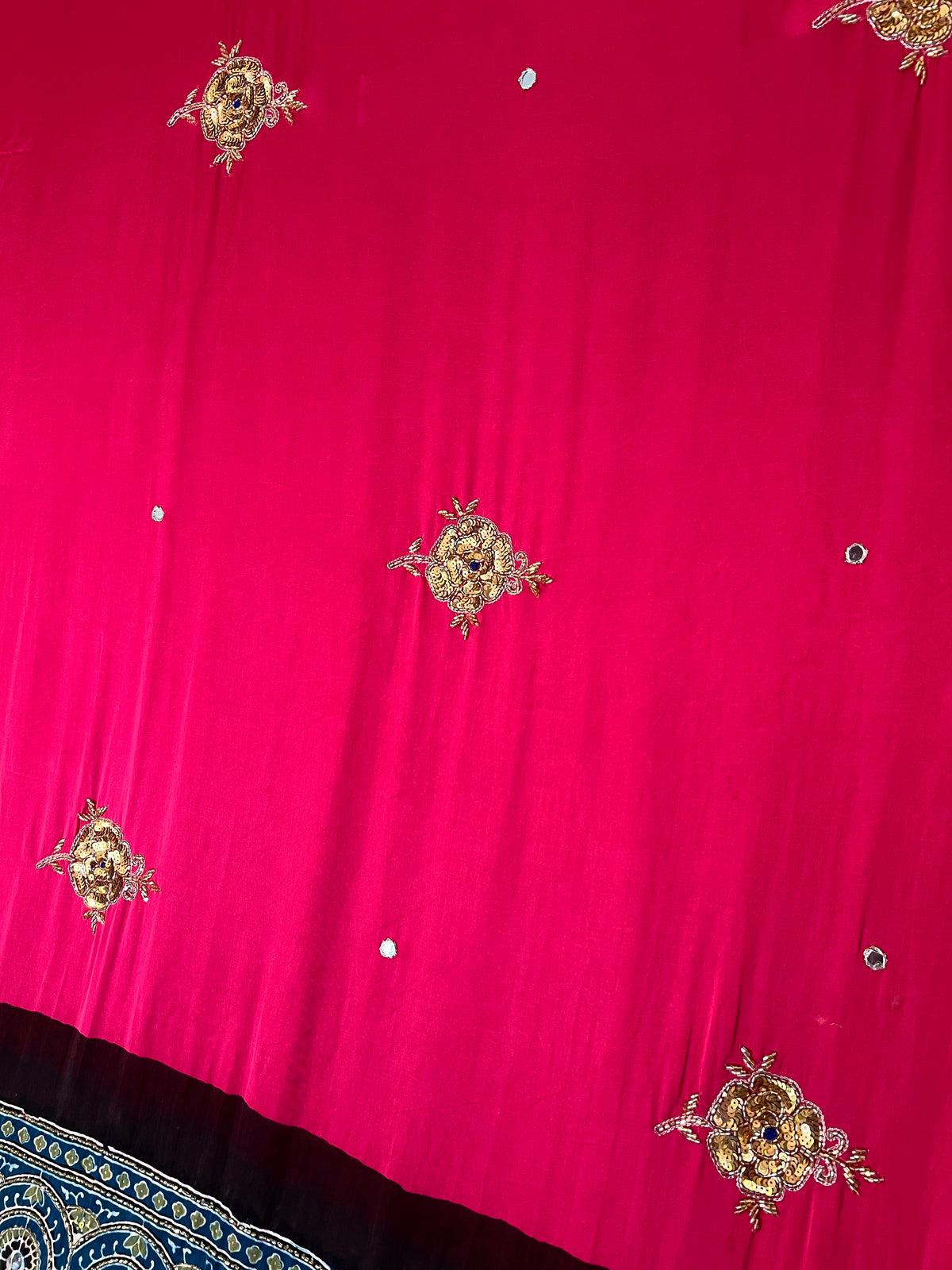 BUBBLEGUM ROSE - Pure Modal Ajrakh Hand Embroidered Saree