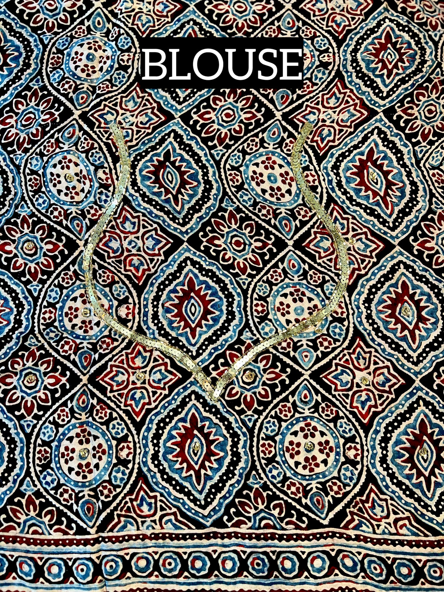 WINTER GARDEN - Pure Modal Ajrakh Hand Embroidered Saree