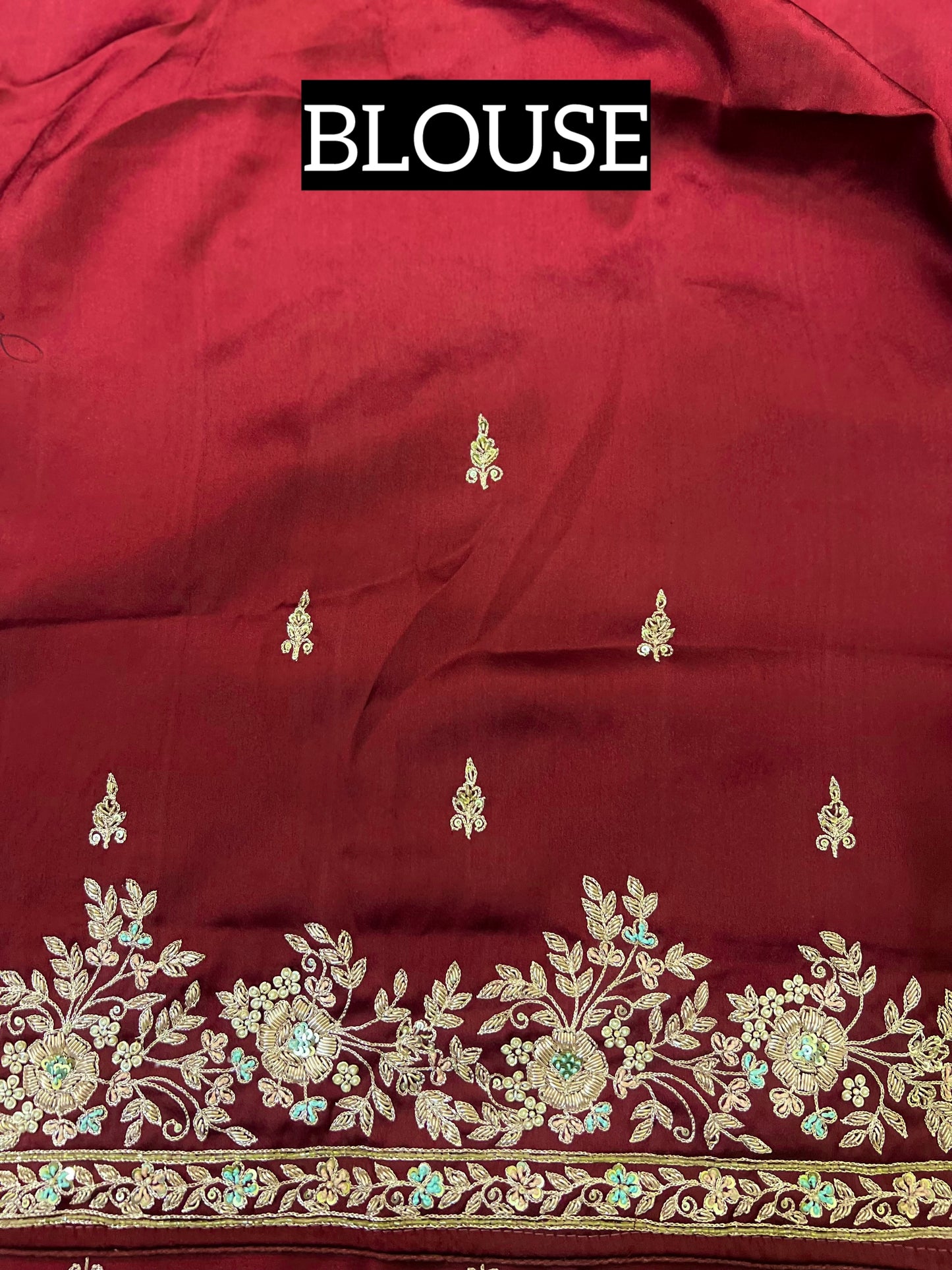DILRUBA - Pure Satin Zardosi Hand Embroidered Saree