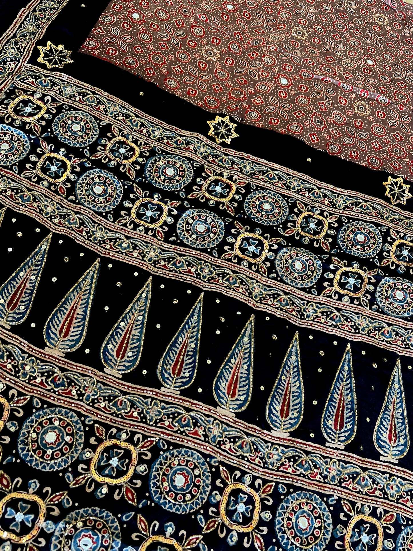 WILD ROSEWOOD - Pure Modal Ajrakh Hand Embroidered Saree