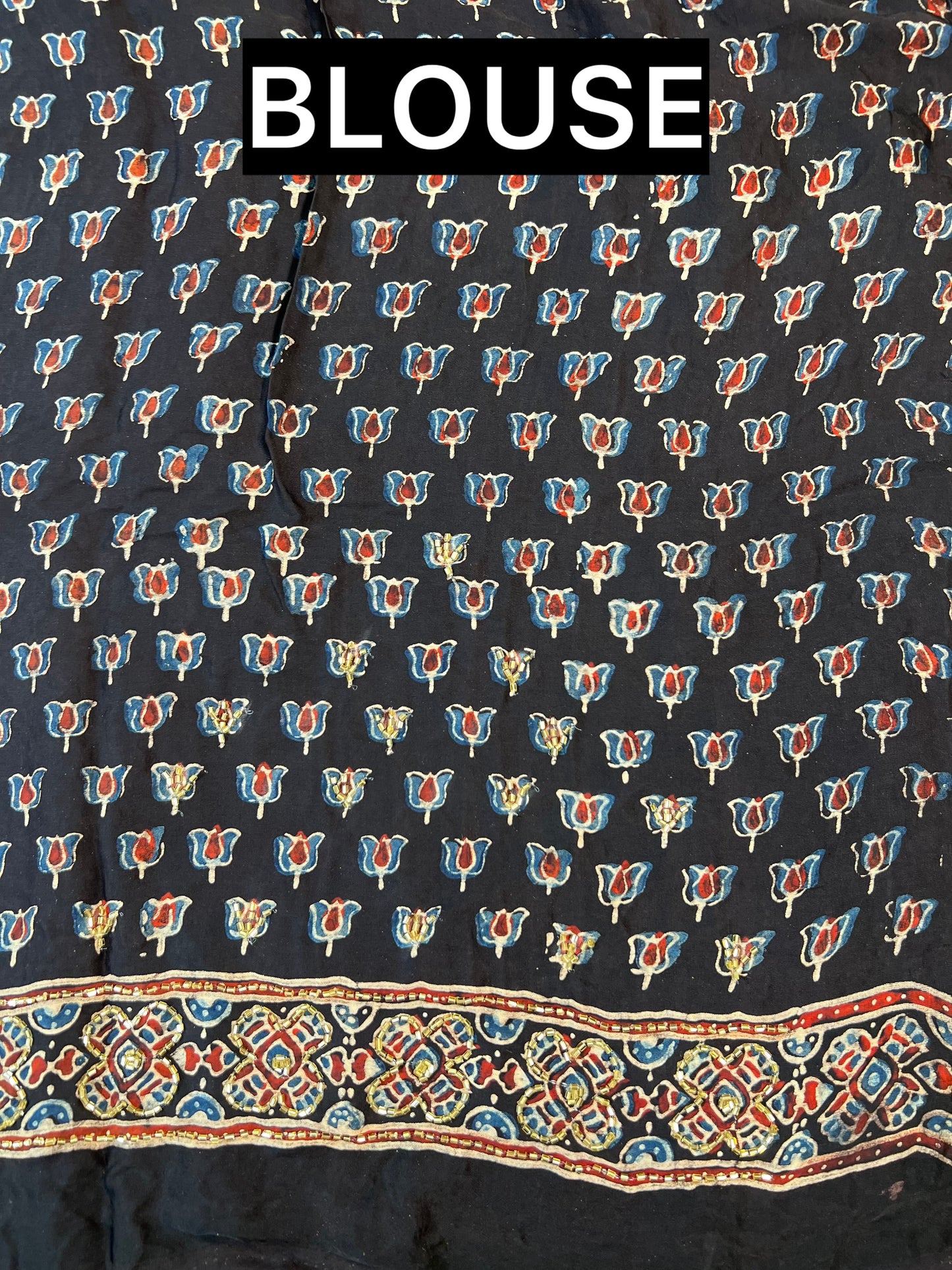 MYSTIC FLORAL - Pure Modal Ajrakh Hand Embroidered Saree