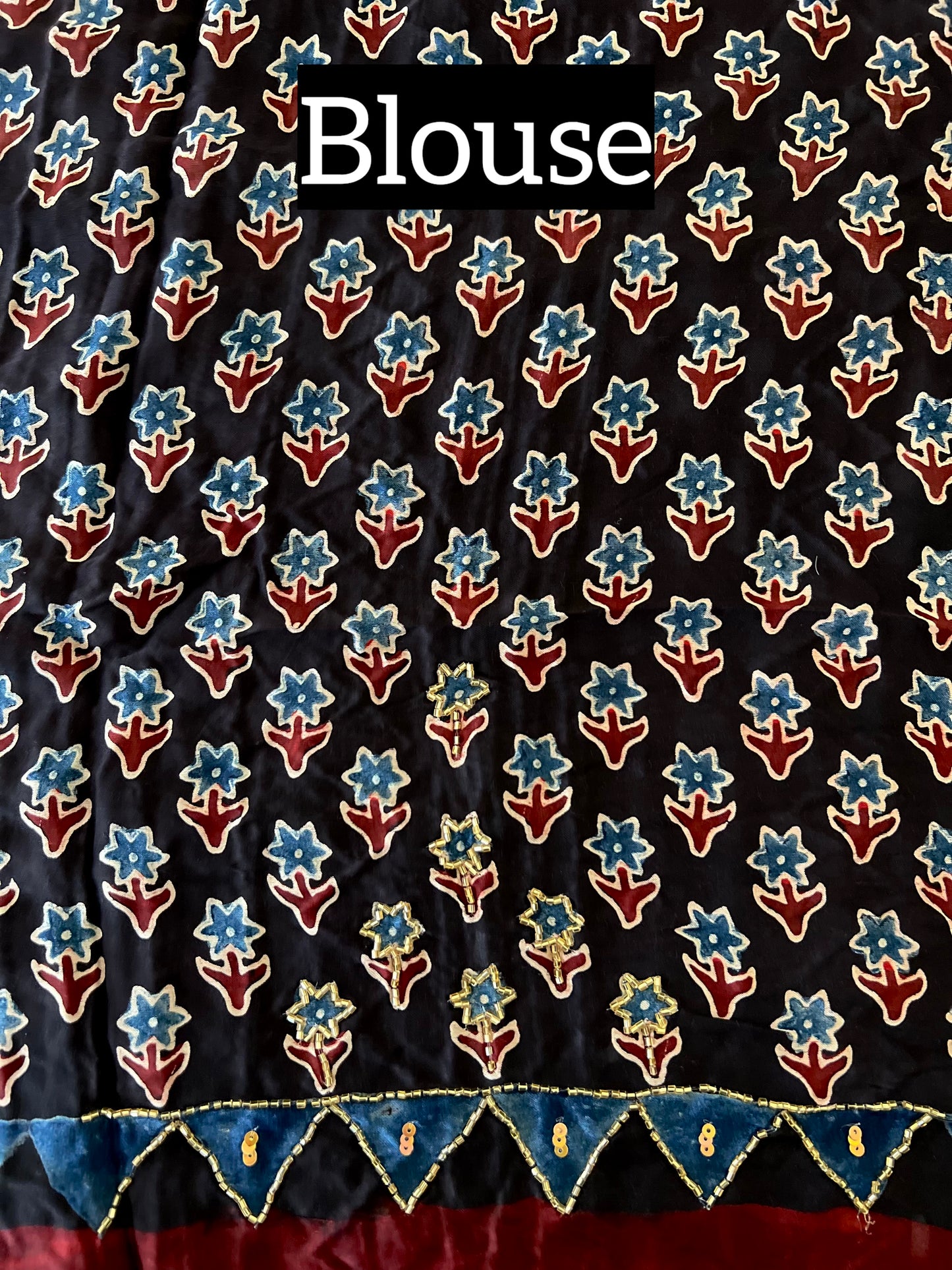 BLACK OPAL - Pure Modal Ajrakh Hand Embroidered Saree