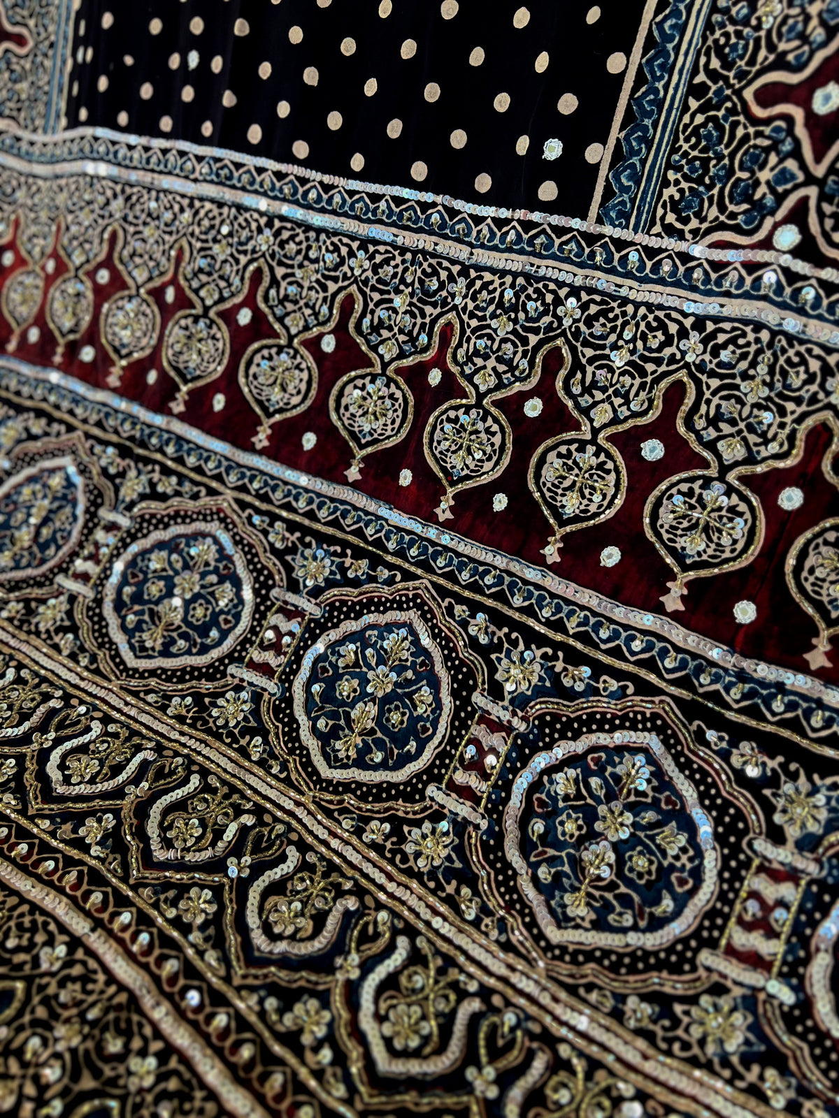 SPARKLE DREAMS - Pure Modal Ajrakh Hand Embroidered Saree