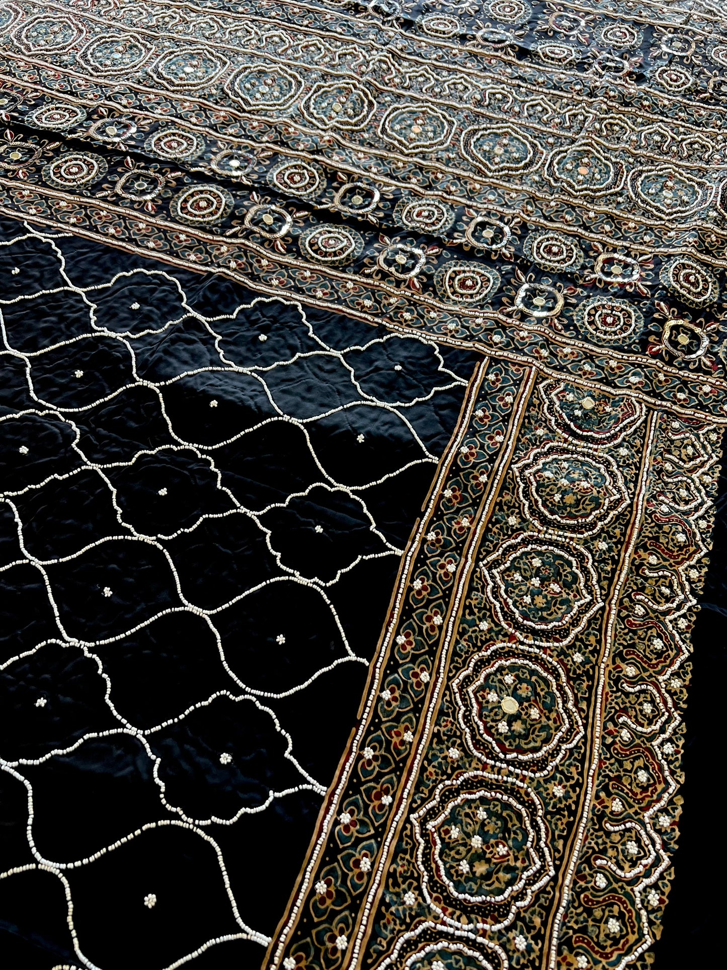 CELESTIAL REVERIE - Pure Modal Ajrakh Hand Embroidered Saree