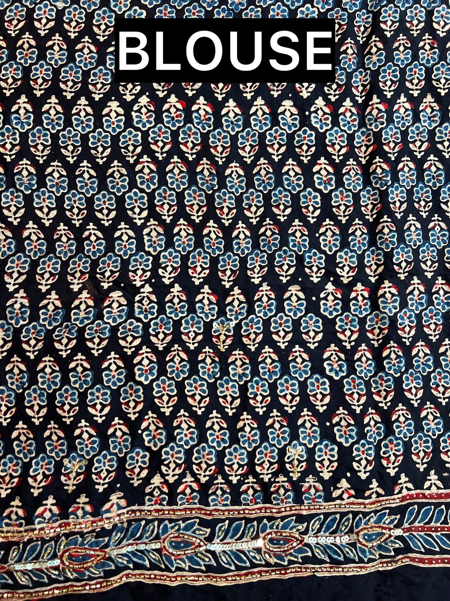 RUSTIC VELVET - Pure Modal Ajrakh Hand Embroidered Saree