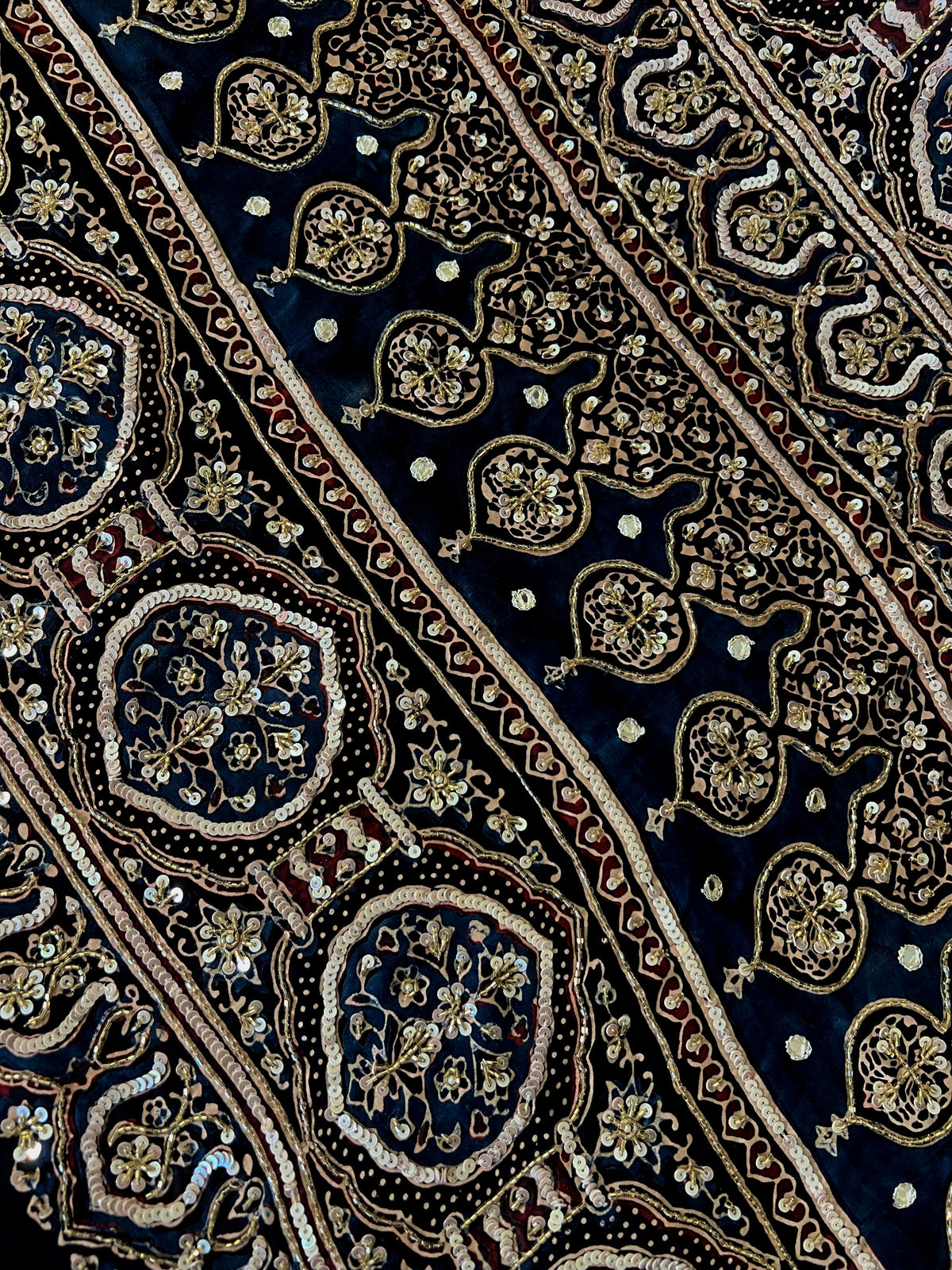 SPARKLE DREAMS - Pure Modal Ajrakh Hand Embroidered Saree