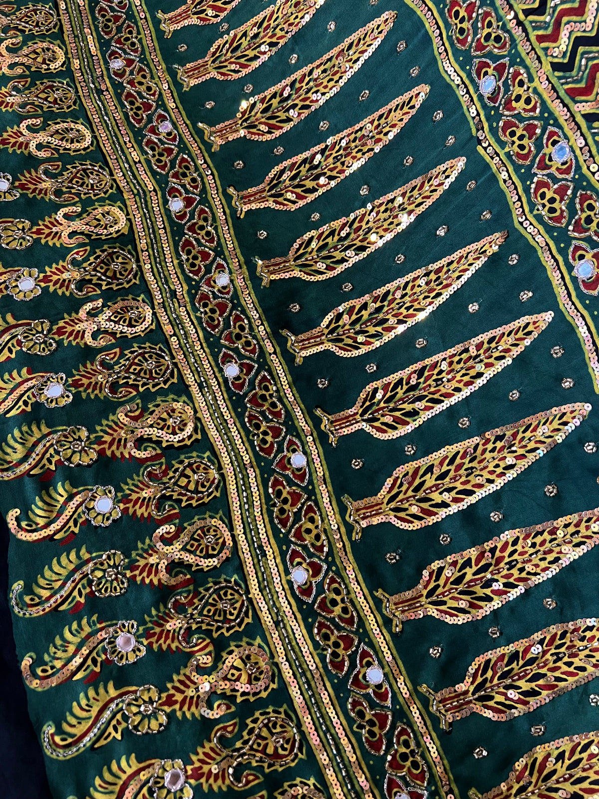 SPARKLE RUSH - Pure Modal Ajrakh Hand Embroidered Saree