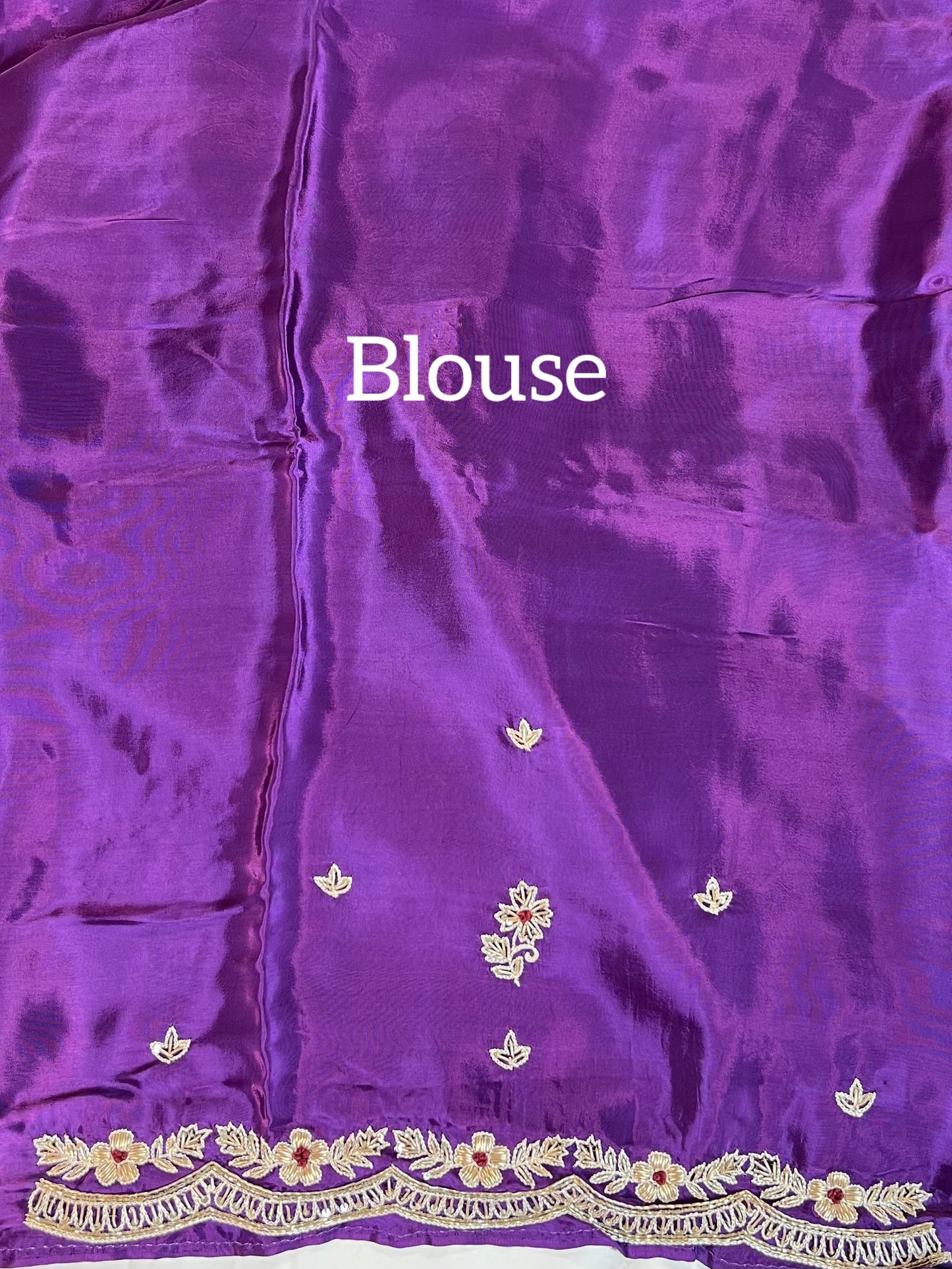 Purple Zardosi Embroidered Crepe Designer Saree with Unstitched Blouse