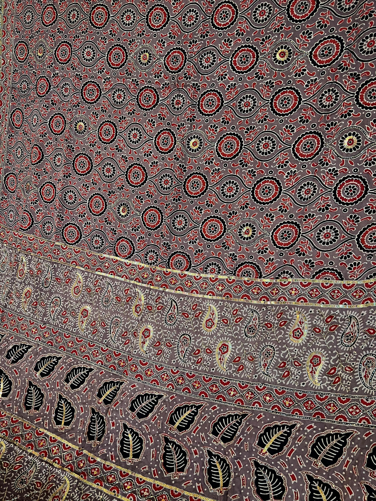 SIENNA SECRET - Pure Modal Ajrakh Hand Embroidered Saree