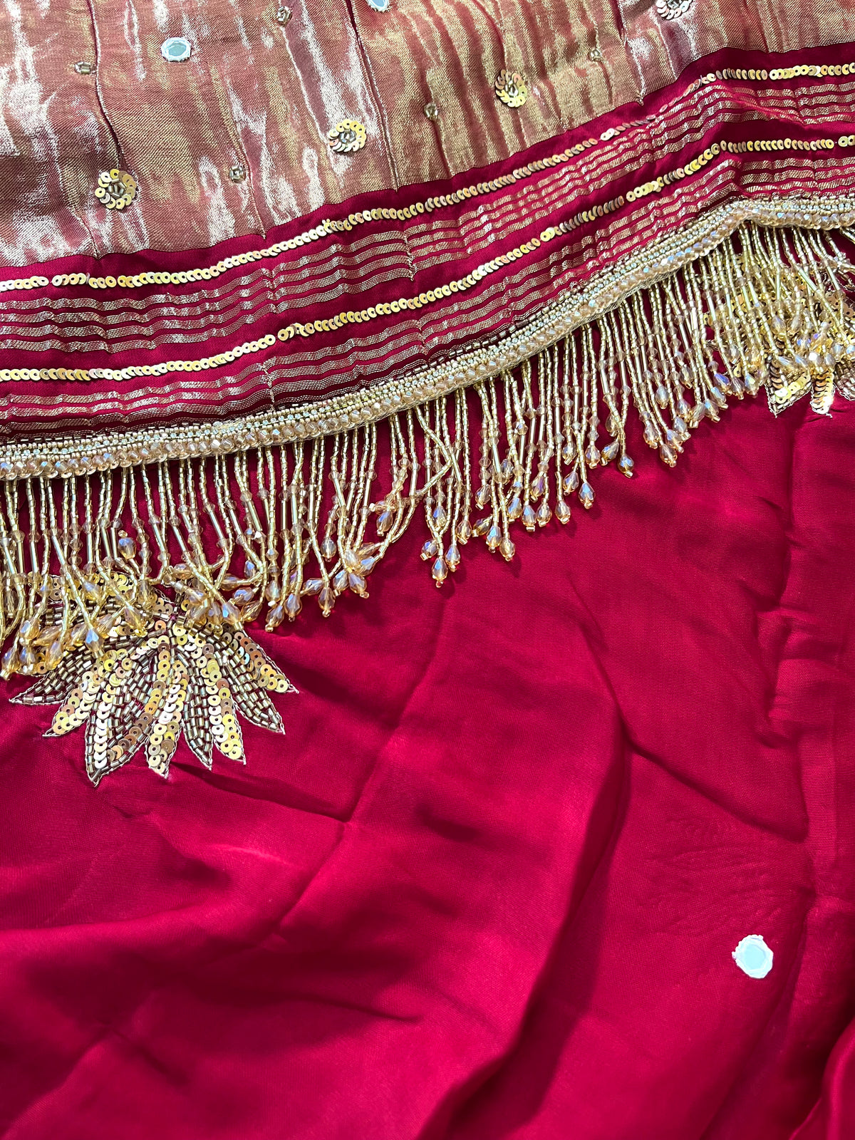 RUBY LOTUS - Pure Modal Hand Embroidered Saree with Tassels