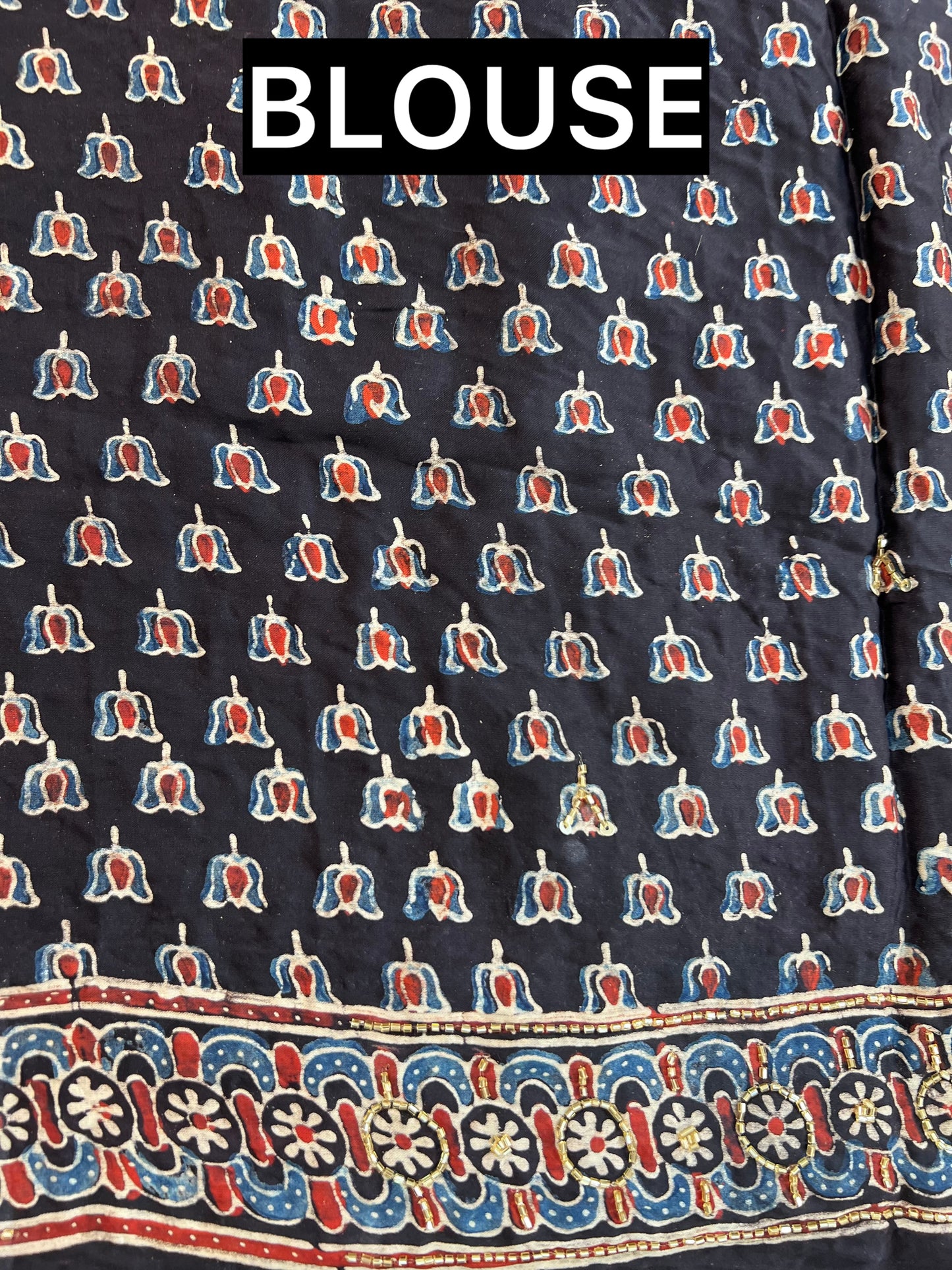EARTH & EMBER - Pure Modal Ajrakh Hand Embroidered Saree