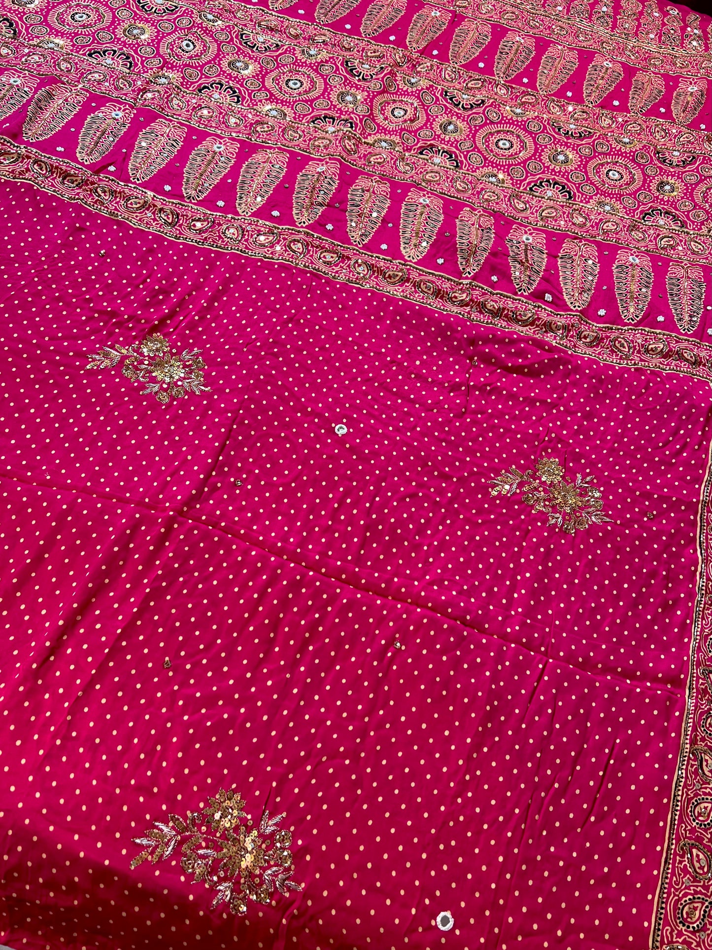 FUCHSIA MUSE - Pure Modal Ajrakh Hand Embroidered Saree