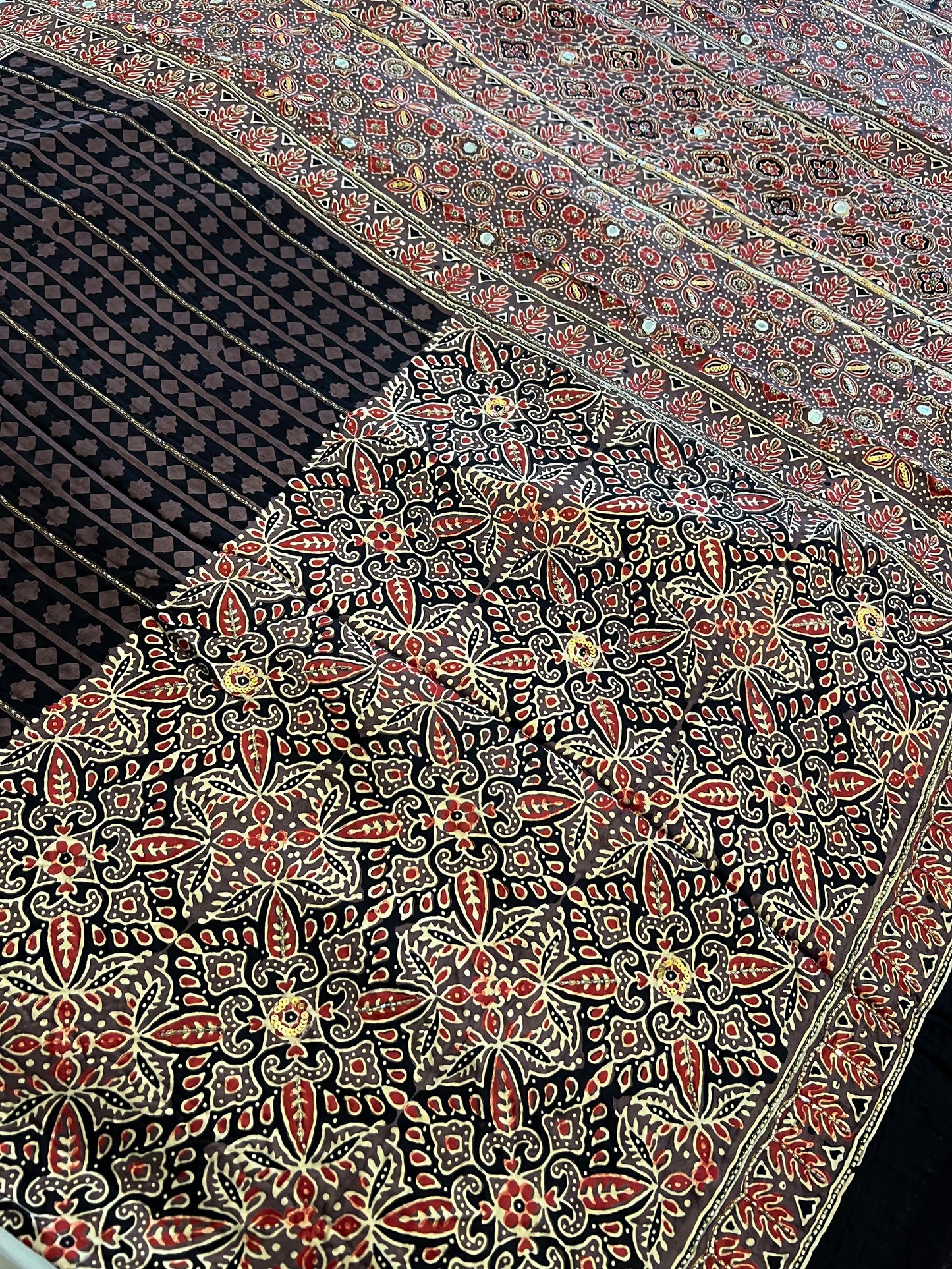 BROWN SUGAR - Pure Modal Ajrakh Hand Embroidered Saree