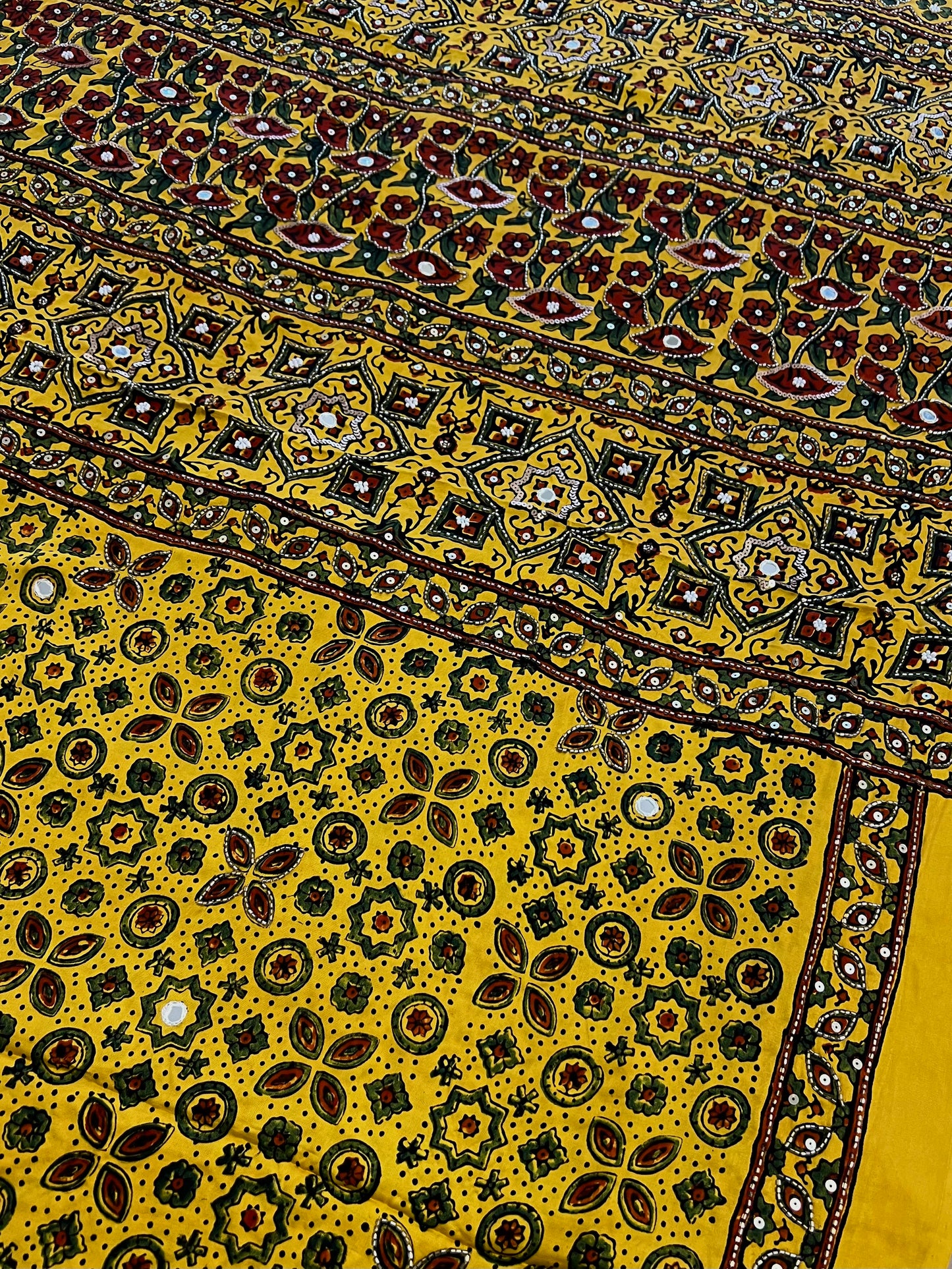 SUNNY DREAM - Pure Modal Ajrakh Hand Embroidered Saree