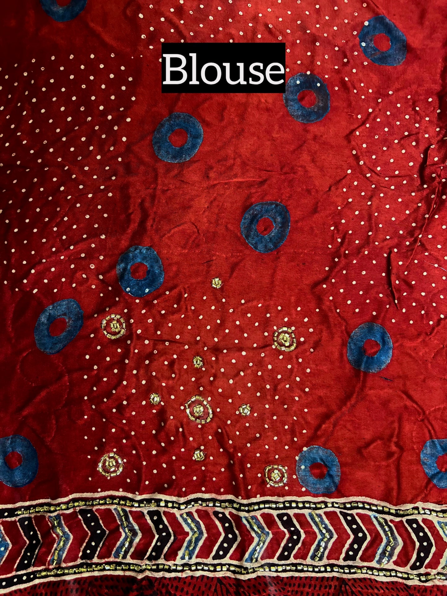 RUBY WHISPER - Pure Modal Ajrakh Hand Embroidered Saree