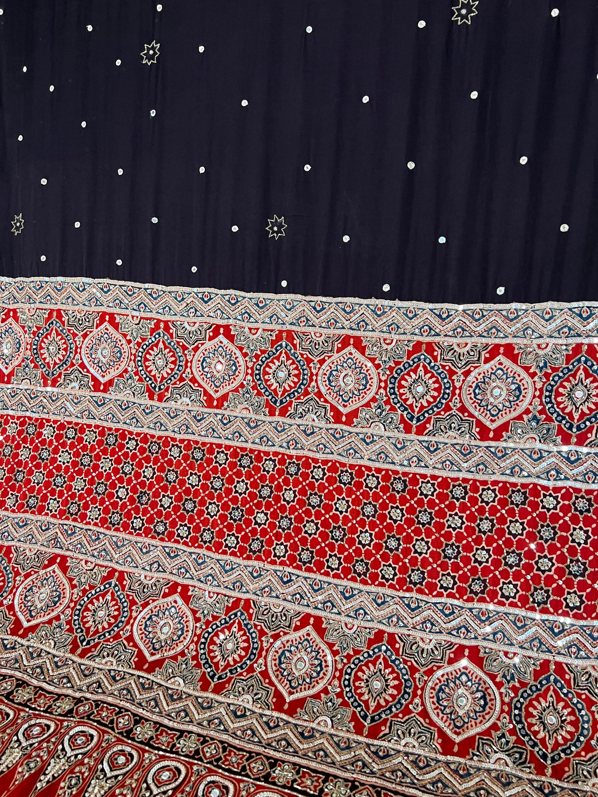 GLITTER AFFAIR - Pure Modal Ajrakh Hand Embroidered Saree