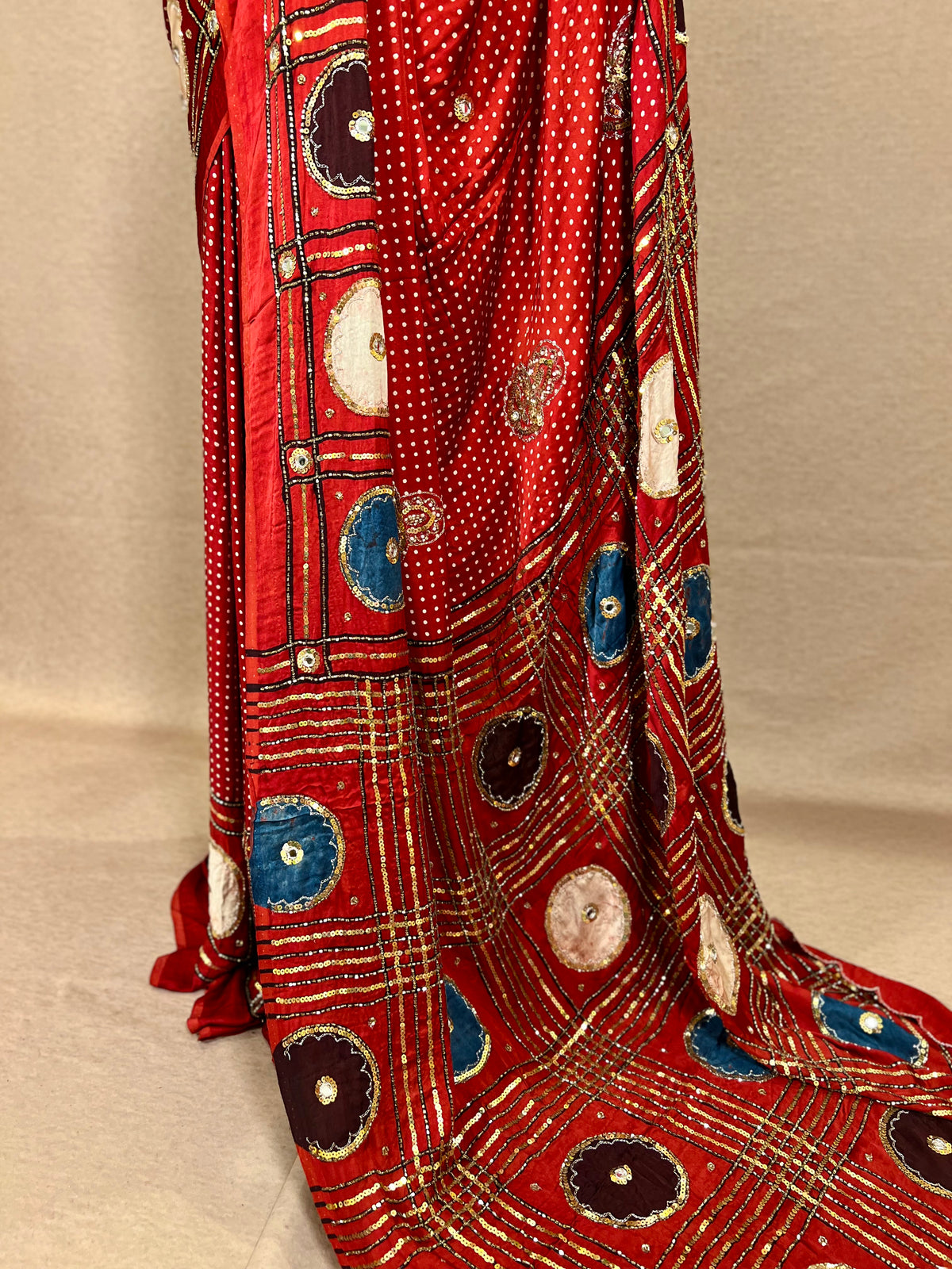 JEWEL MUSE - Pure Modal Ajrakh Hand Embroidered Saree