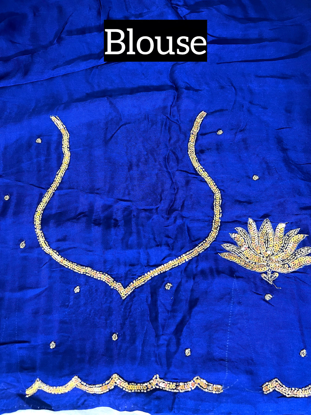 SAPPHIRE LOTUS - Pure Modal Hand Embroidered Saree with Tassels