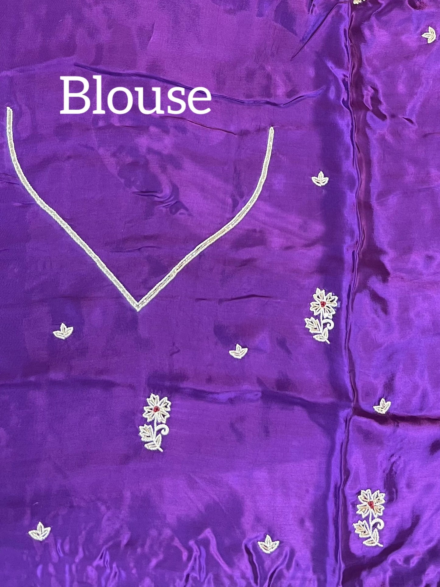 Purple Zardosi Embroidered Crepe Designer Saree with Unstitched Blouse
