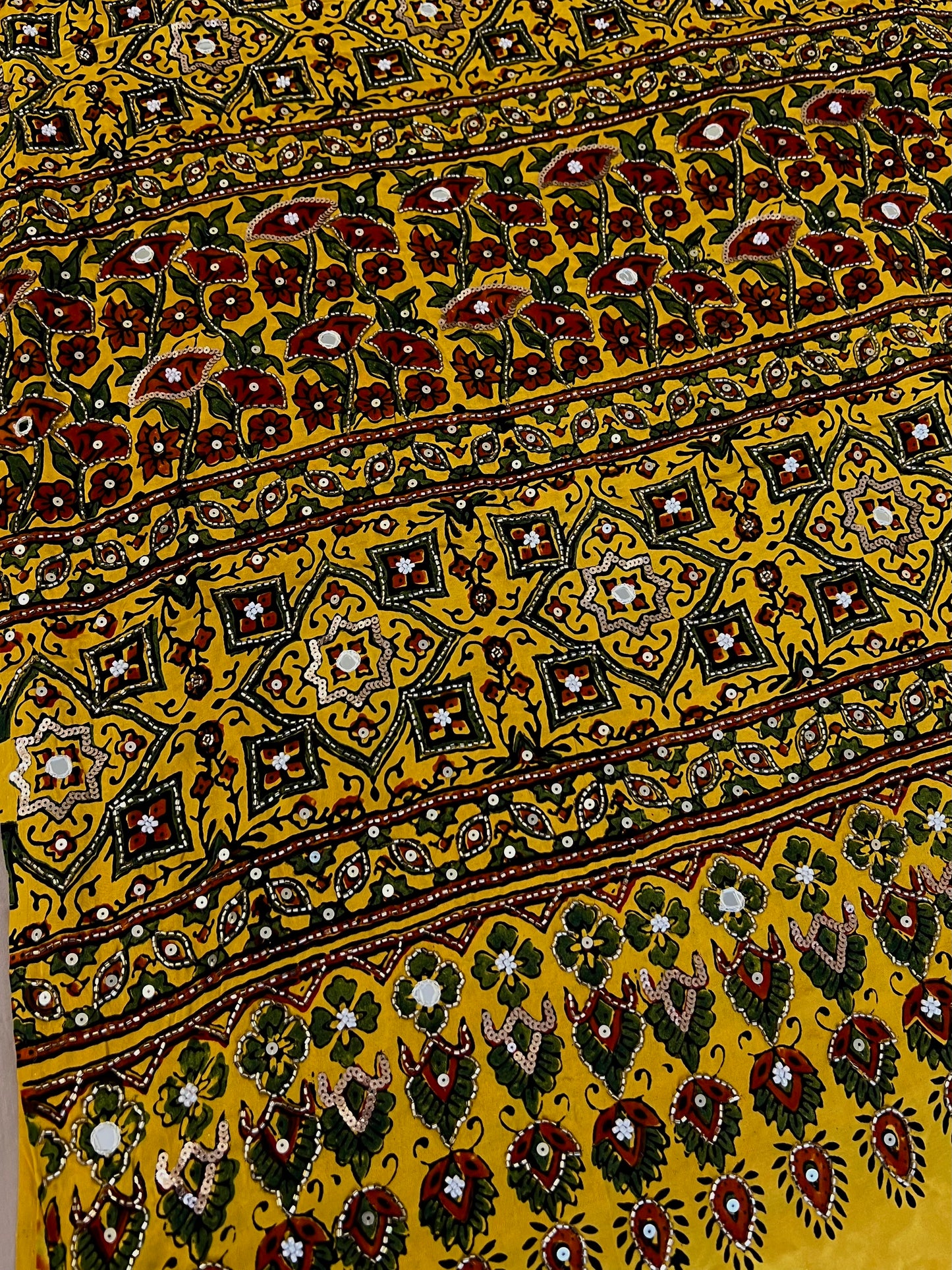 SUNNY DREAM - Pure Modal Ajrakh Hand Embroidered Saree