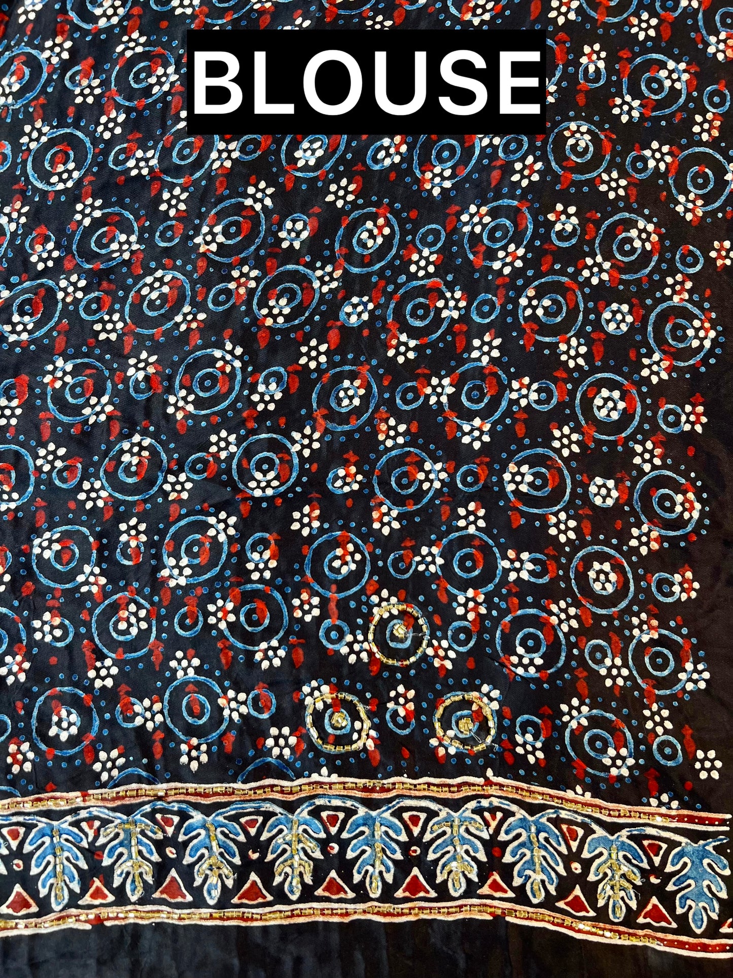 MIDNIGHT AMETHYST - Pure Modal Ajrakh Hand Embroidered Saree