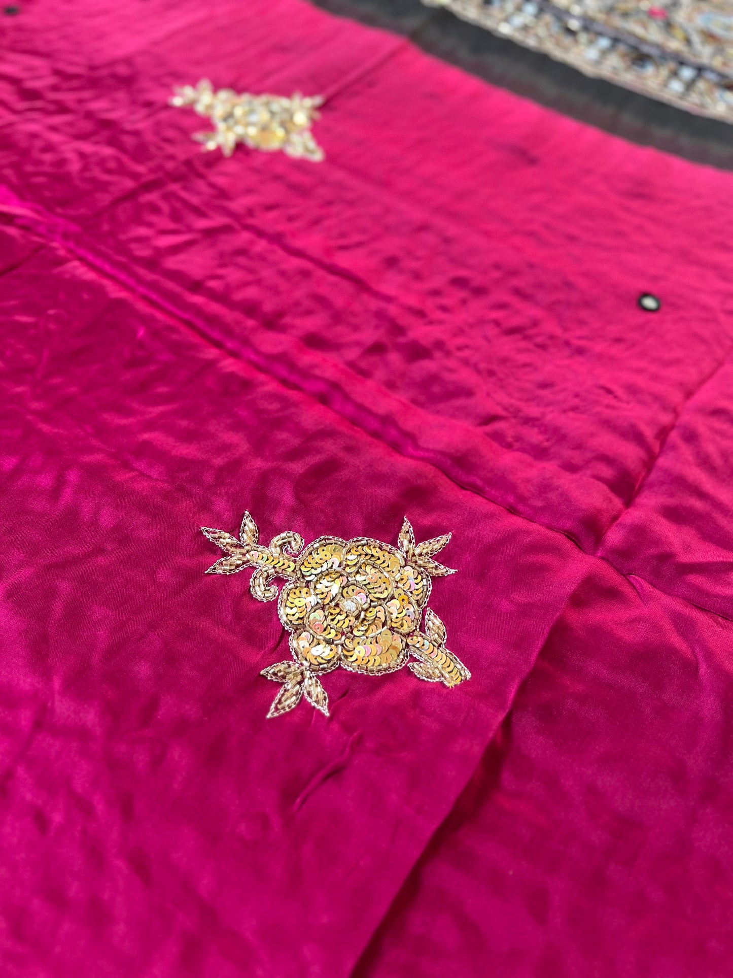 RANI ROSE - Pure Modal Ajrakh Hand Embroidered Saree