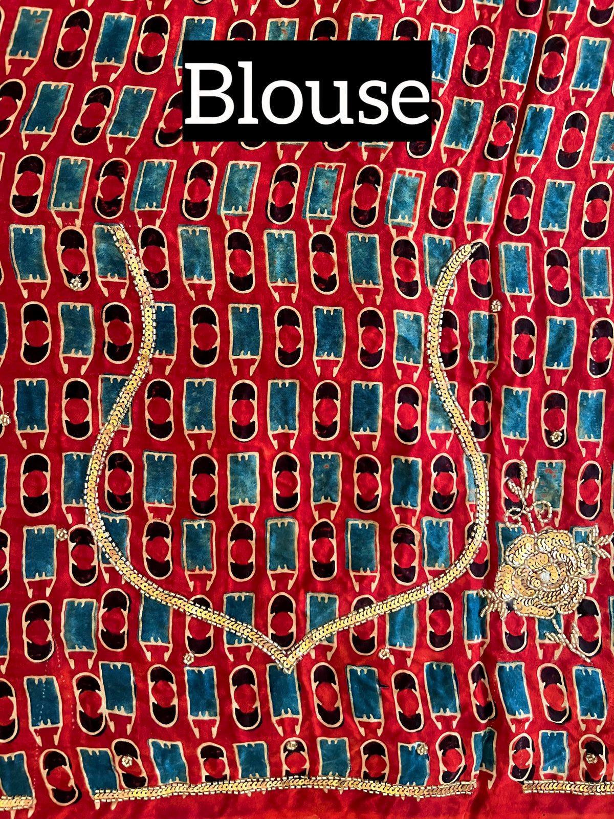 FOREST ROSE - Pure Modal Ajrakh Hand Embroidered Saree