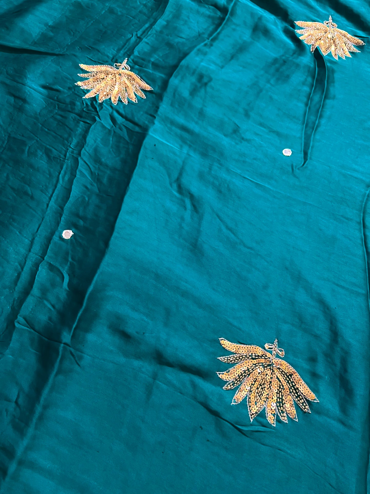 JADE LOTUS - Pure Modal Ajrakh Hand Embroidered Saree