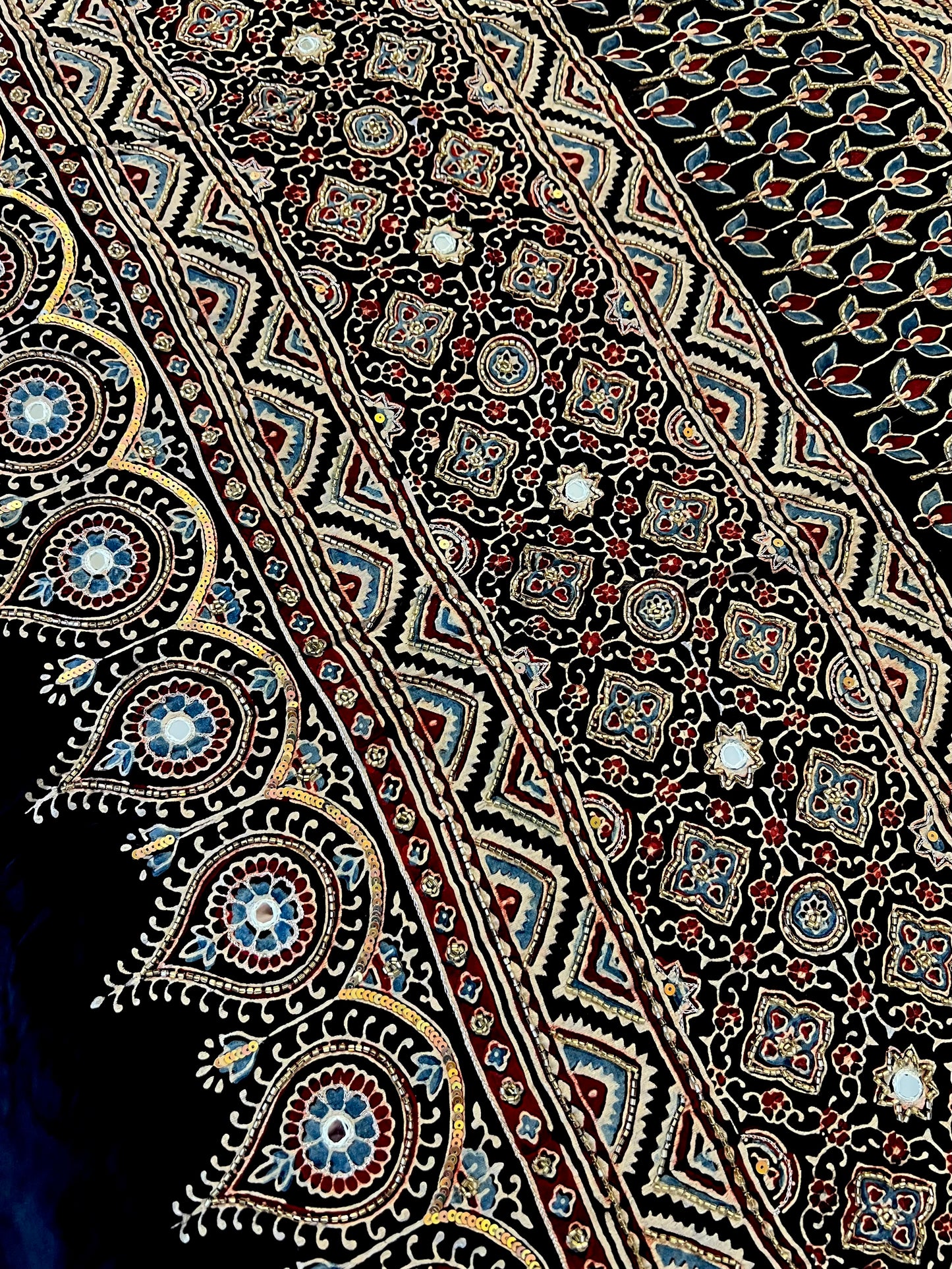 NIGHT LILY - Pure Modal Ajrakh Hand Embroidered Saree