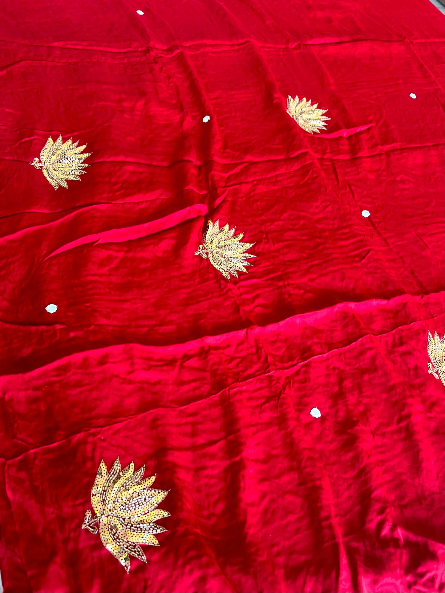 ROYAL LOTUS - Pure Modal Ajrakh Hand Embroidered Saree