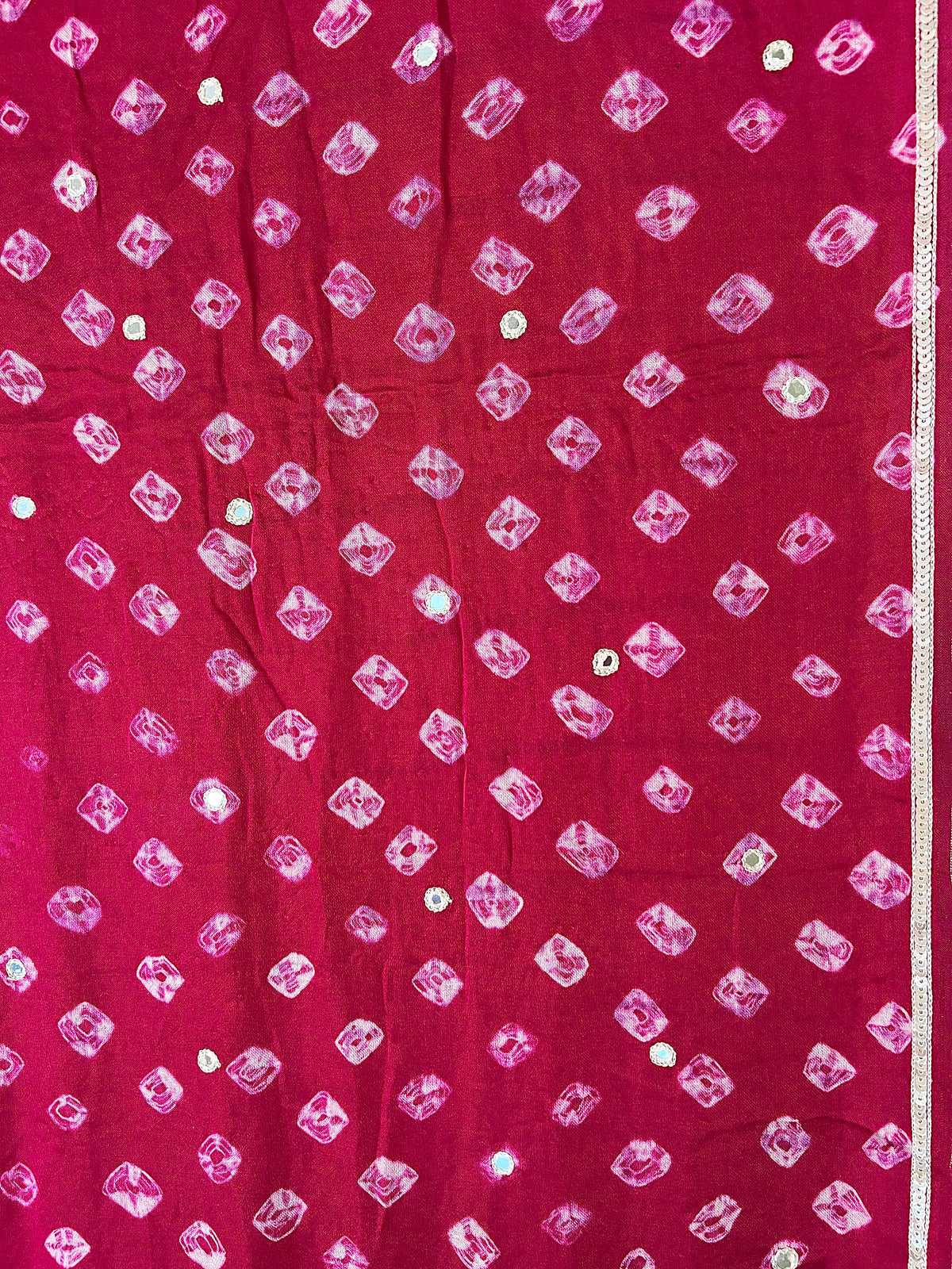 PINK ROYALE BANDHANI - Pure Modal Bandhani Ajrakh Hand Embroidered Saree