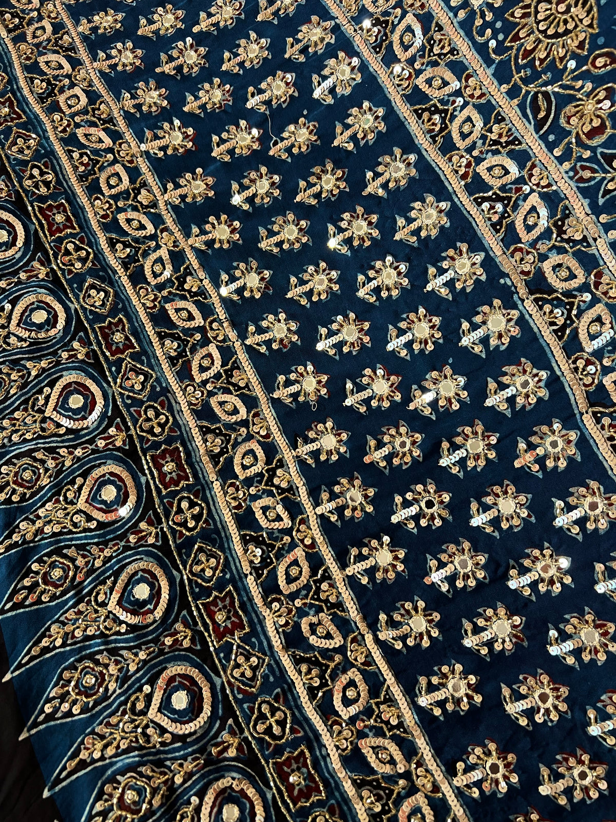 RED ROYALE BANDHANI - Pure Modal Bandhani Ajrakh Hand Embroidered Saree