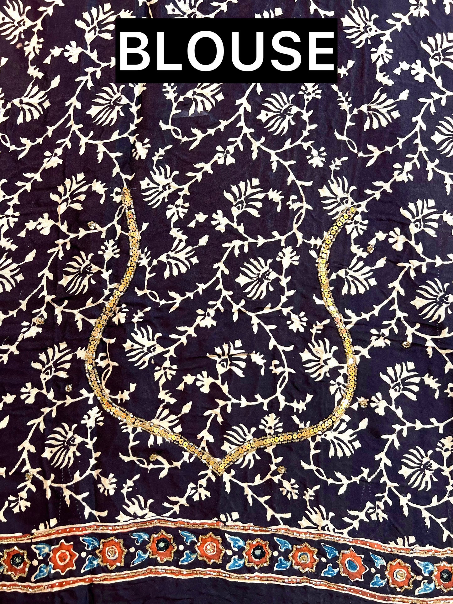 COCOA SPARKLE - Pure Modal Ajrakh Hand Embroidered Saree