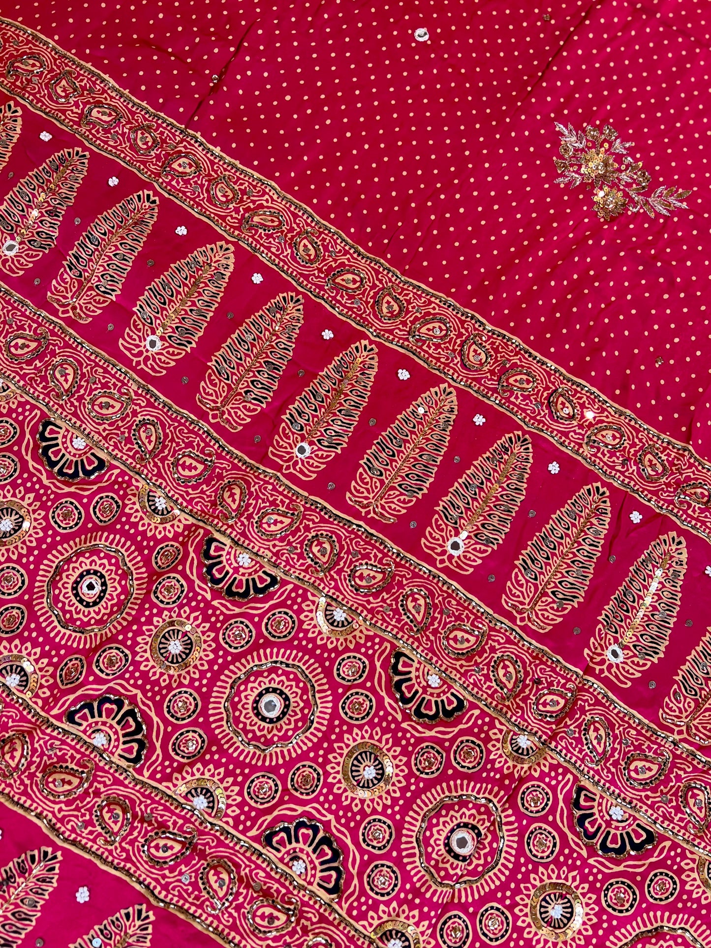 FUCHSIA MUSE - Pure Modal Ajrakh Hand Embroidered Saree