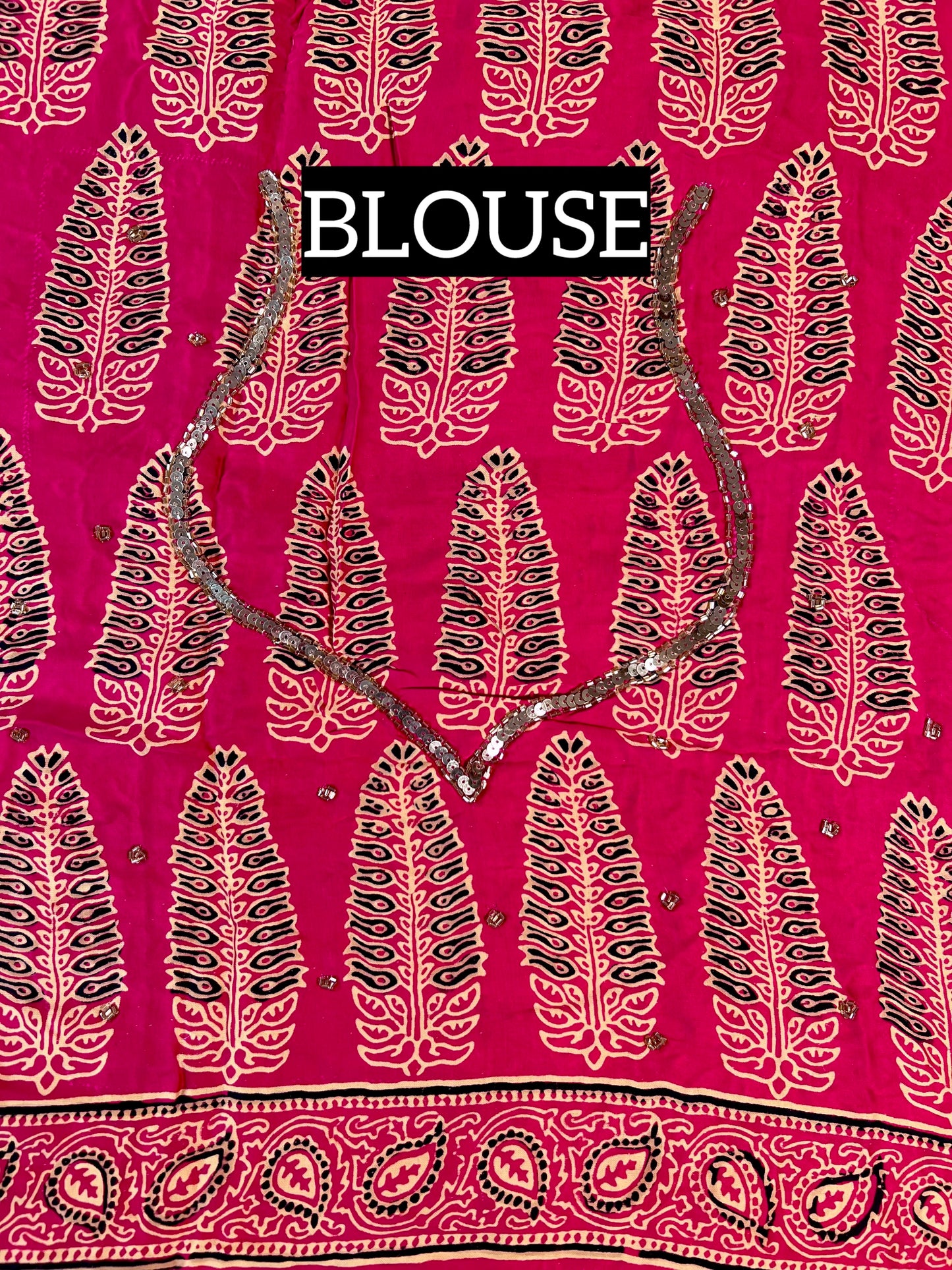 FUCHSIA MUSE - Pure Modal Ajrakh Hand Embroidered Saree
