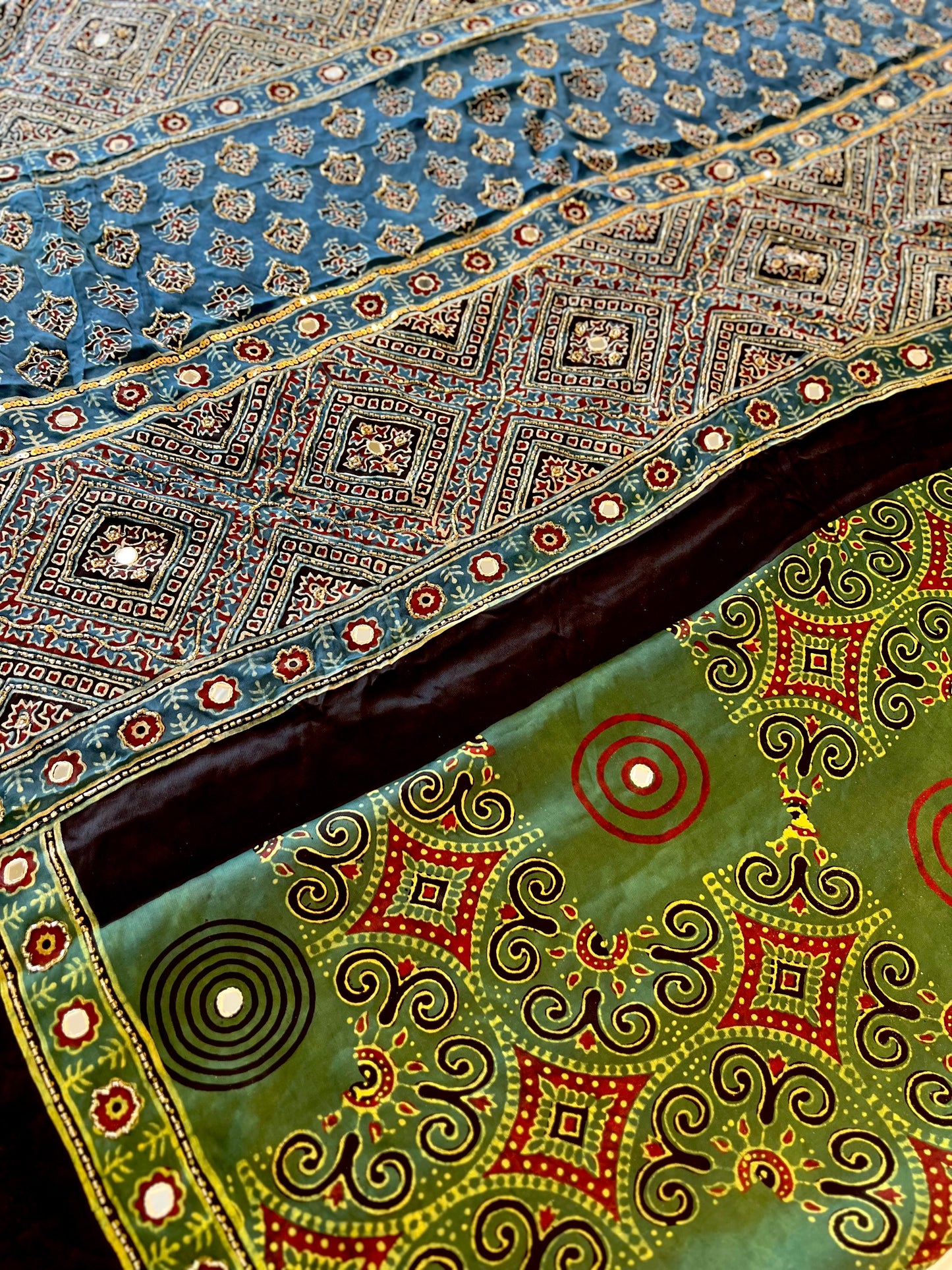 MOSS & SKY - Pure Modal Ajrakh Hand Embroidered Saree