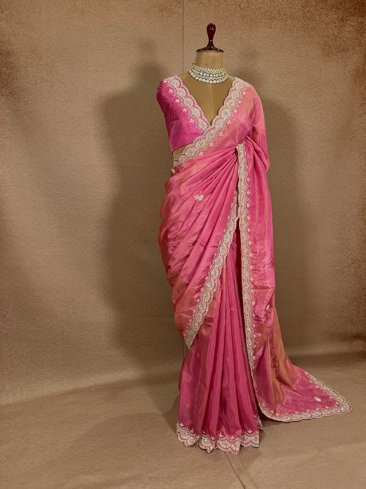 DEVYANI - Pure Tissue Zardosi Hand Embroidered Saree