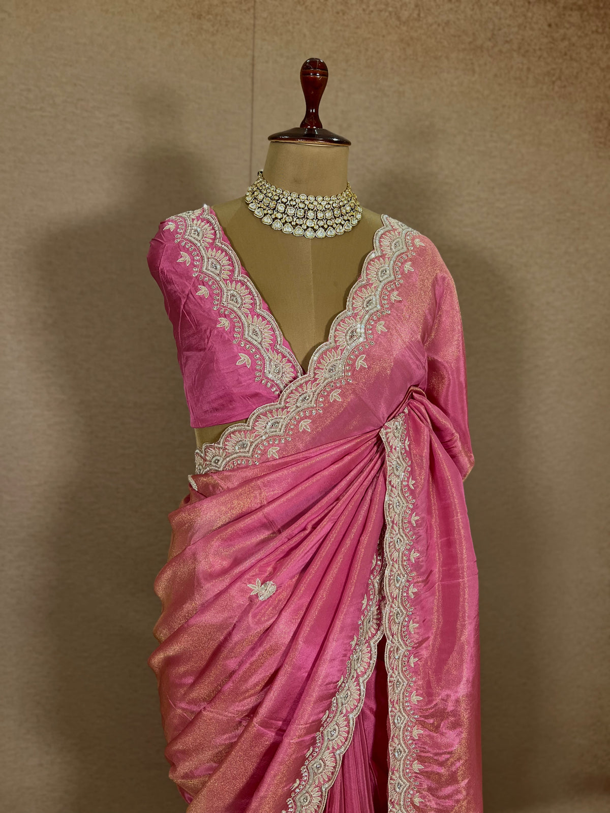 DEVYANI - Pure Tissue Zardosi Hand Embroidered Saree