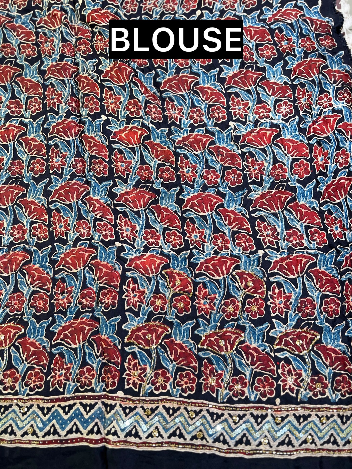 CINNAMON DUSK - Pure Modal Ajrakh Hand Embroidered Saree