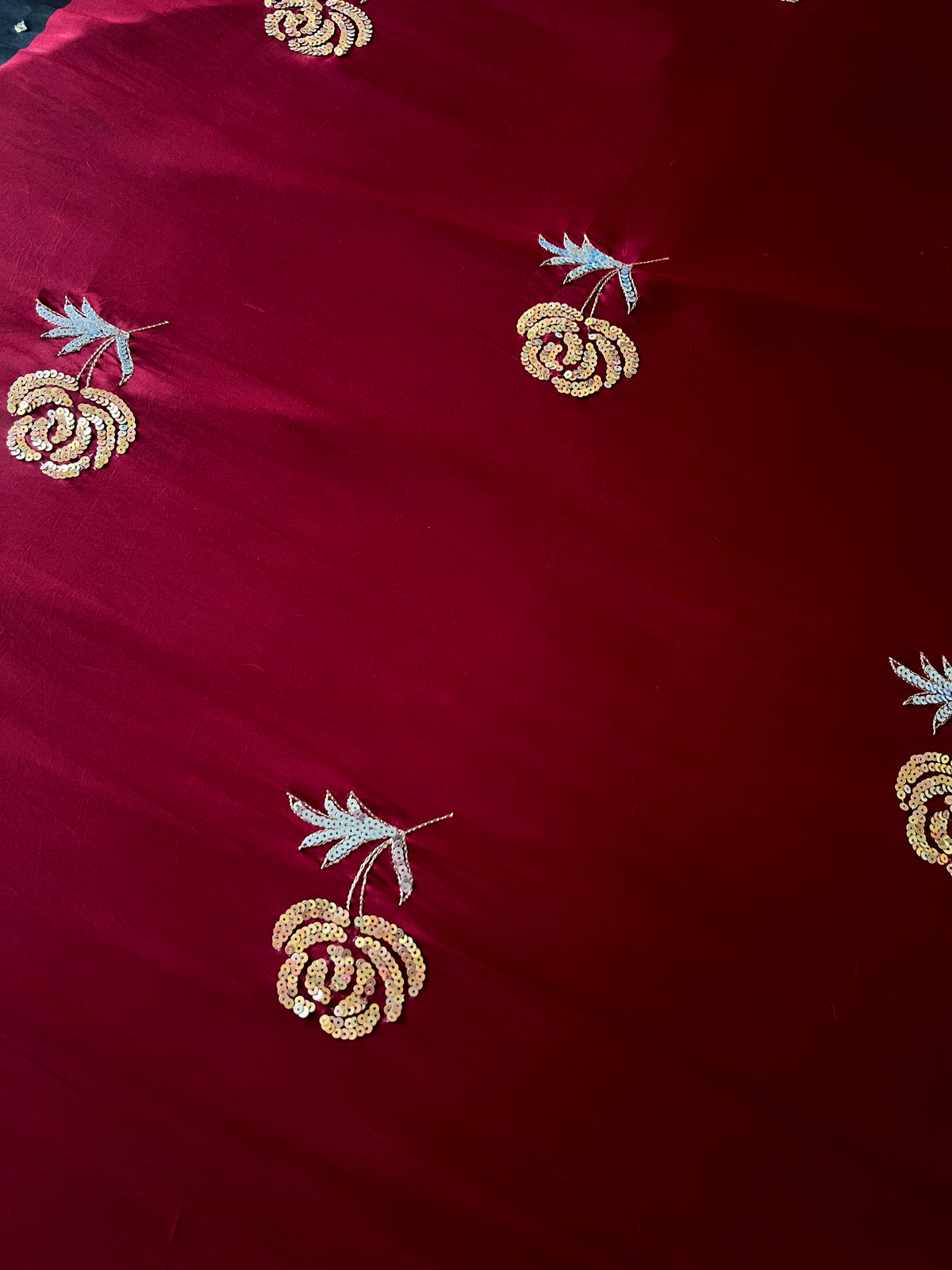 DREAM ROSE - Pure Modal Ajrakh Hand Embroidered Saree