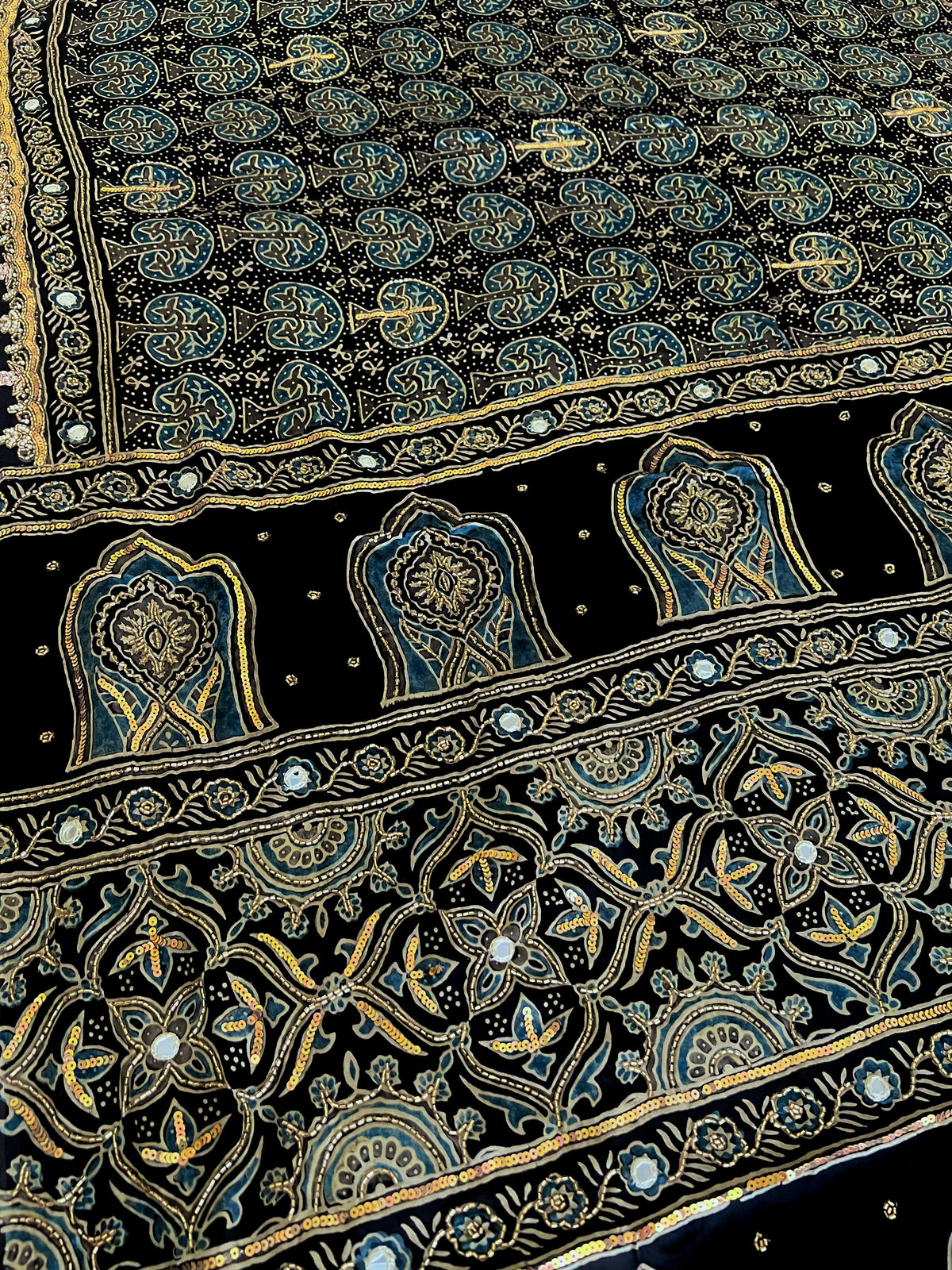 SHADOW ORCHID - Pure Modal Ajrakh Hand Embroidered Saree