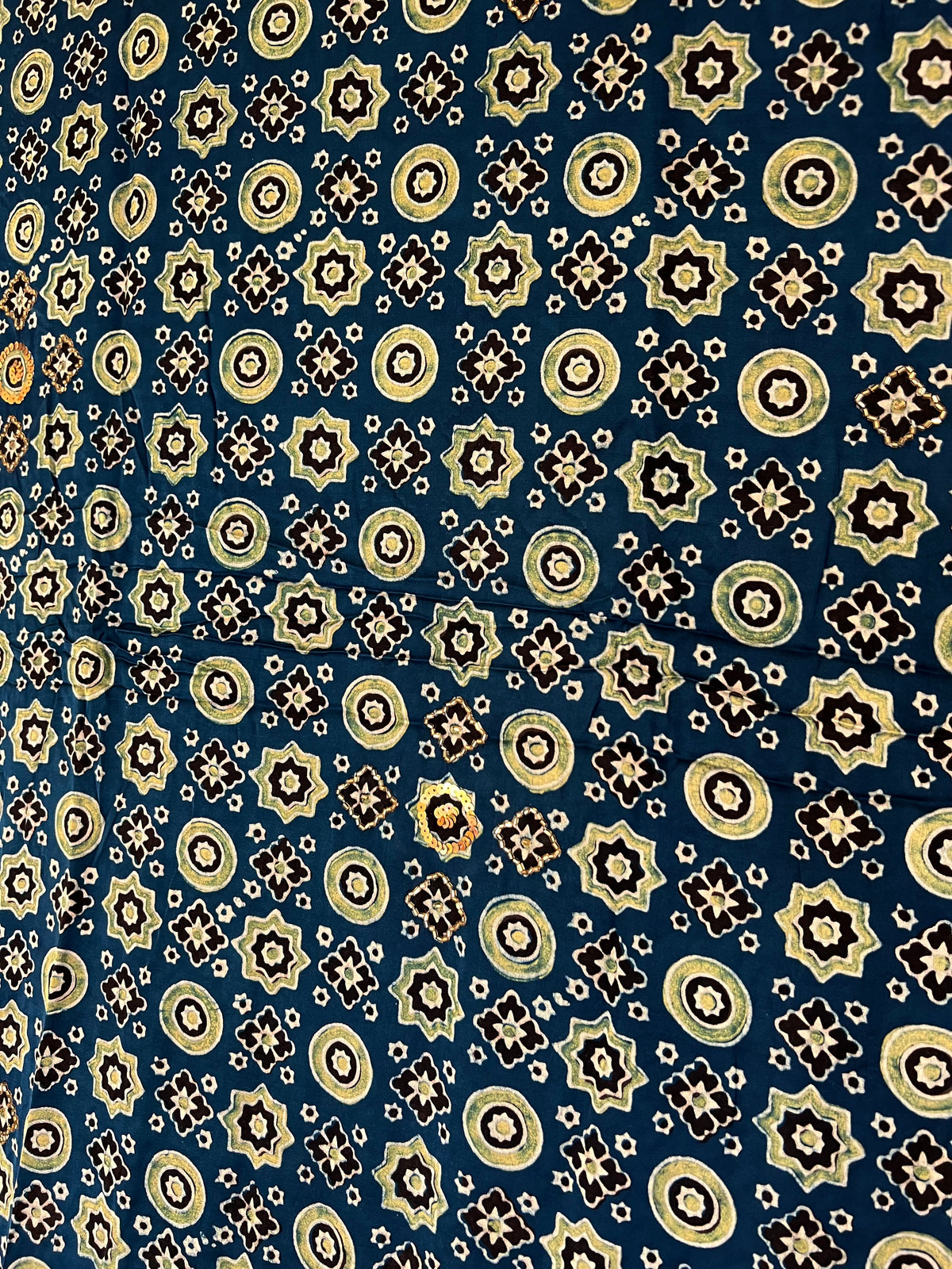 AQUAMARINE MUSE - Pure Modal Ajrakh Hand Embroidered Saree