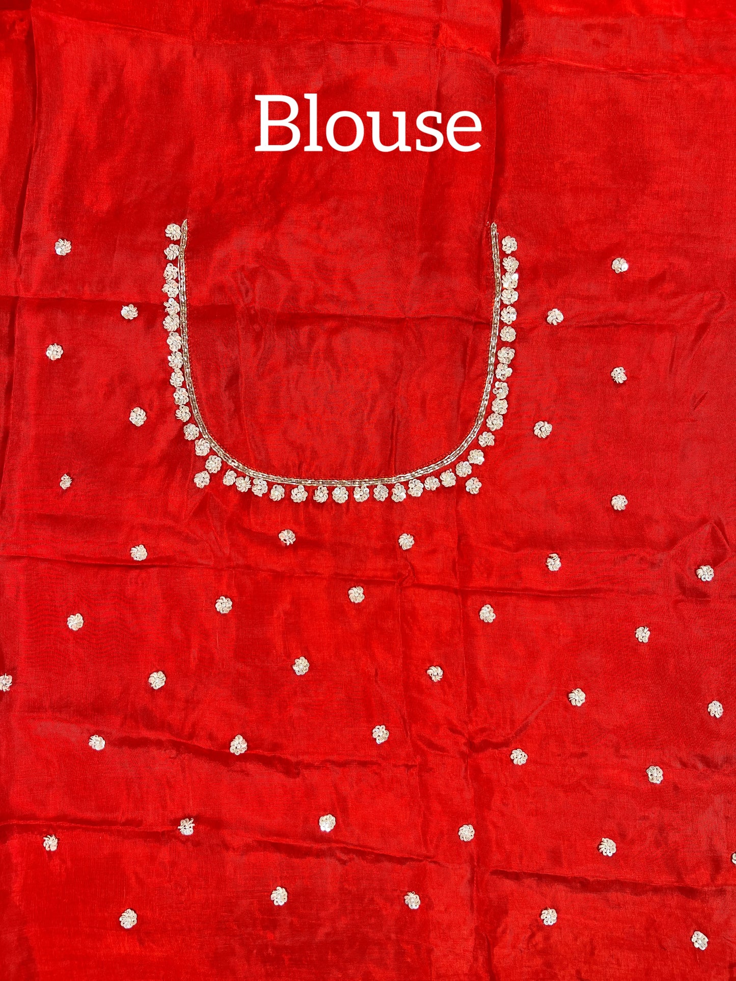 Orange - Red Ombré Zardosi Embroidered Crepe Designer Saree with Unstitched Blouse