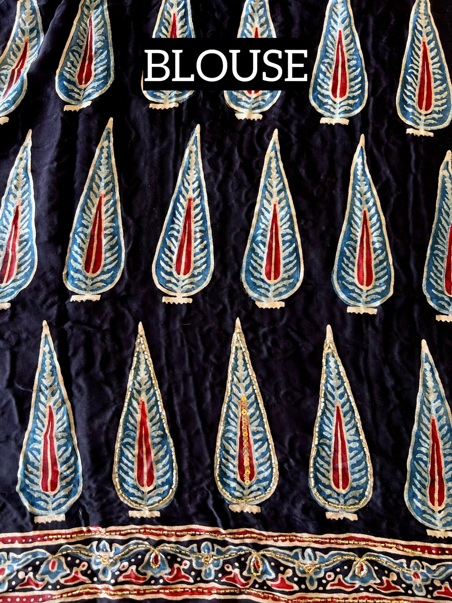 MOCHA MOON - Pure Modal Ajrakh Hand Embroidered Saree