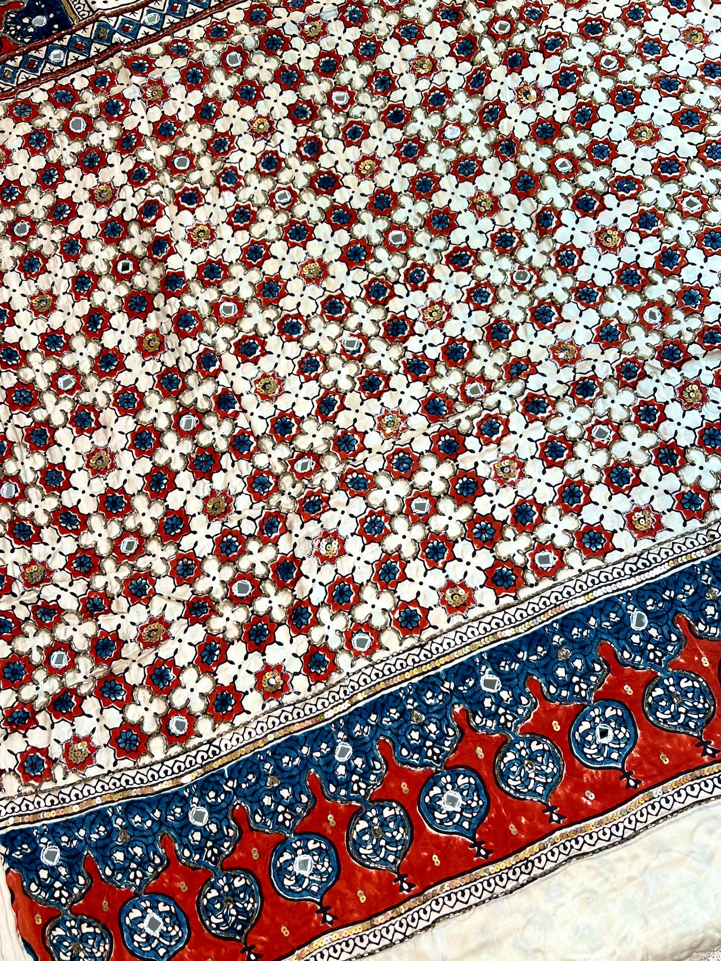 FROSTED MIRAGE - Pure Modal Ajrakh Hand Embroidered Saree
