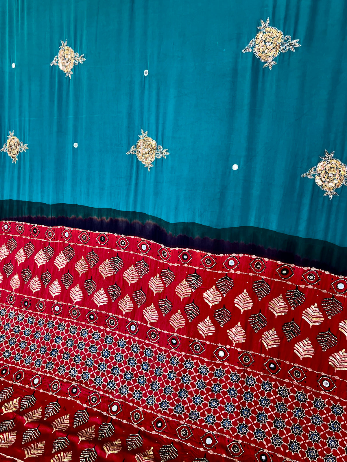 SINFUL ROSE - Pure Modal Ajrakh Hand Embroidered Saree