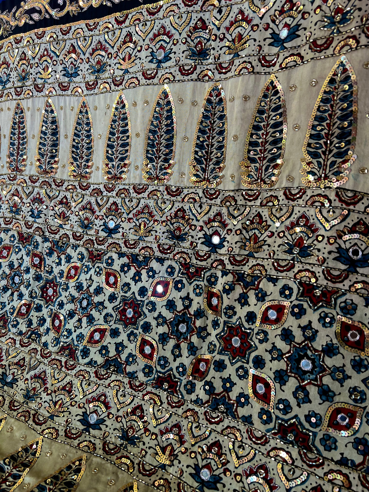 BLUE EMPRESS - Pure Modal Bandhani Ajrakh Hand Embroidered Saree