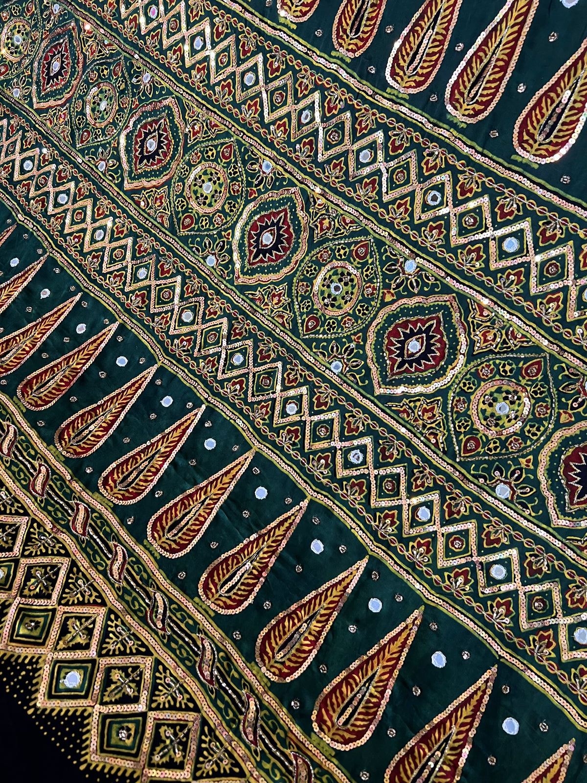 DIVINE JEWEL - Pure Modal Ajrakh Hand Embroidered Saree